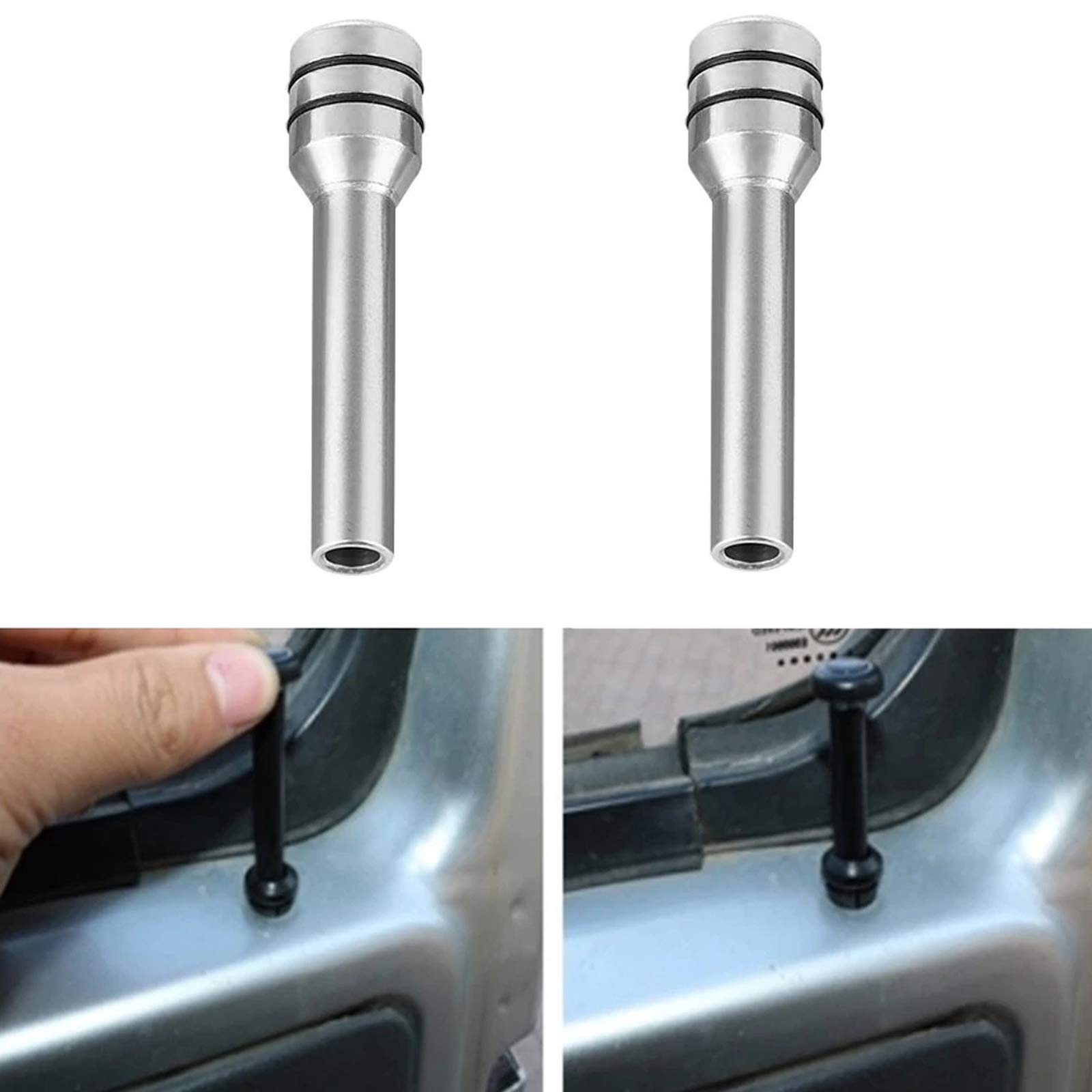SNOMYRS 2Pcs Aluminum Alloy Car Door Lock Knobs - Universal Interior Door Pin Lock Covers for Car, SUV, Truck (Silvery) - Prevent Dust & Theft, Easy Installation for Vehicle Security