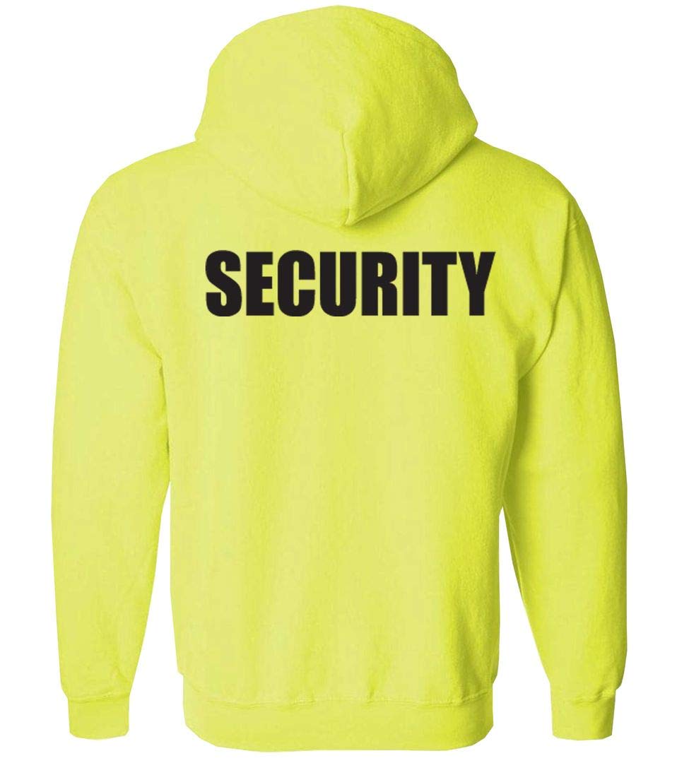 Men's Safety Green Full Zip Up Hoodie - High Visibility Workwear for Construction, Outdoor & Security Jobs