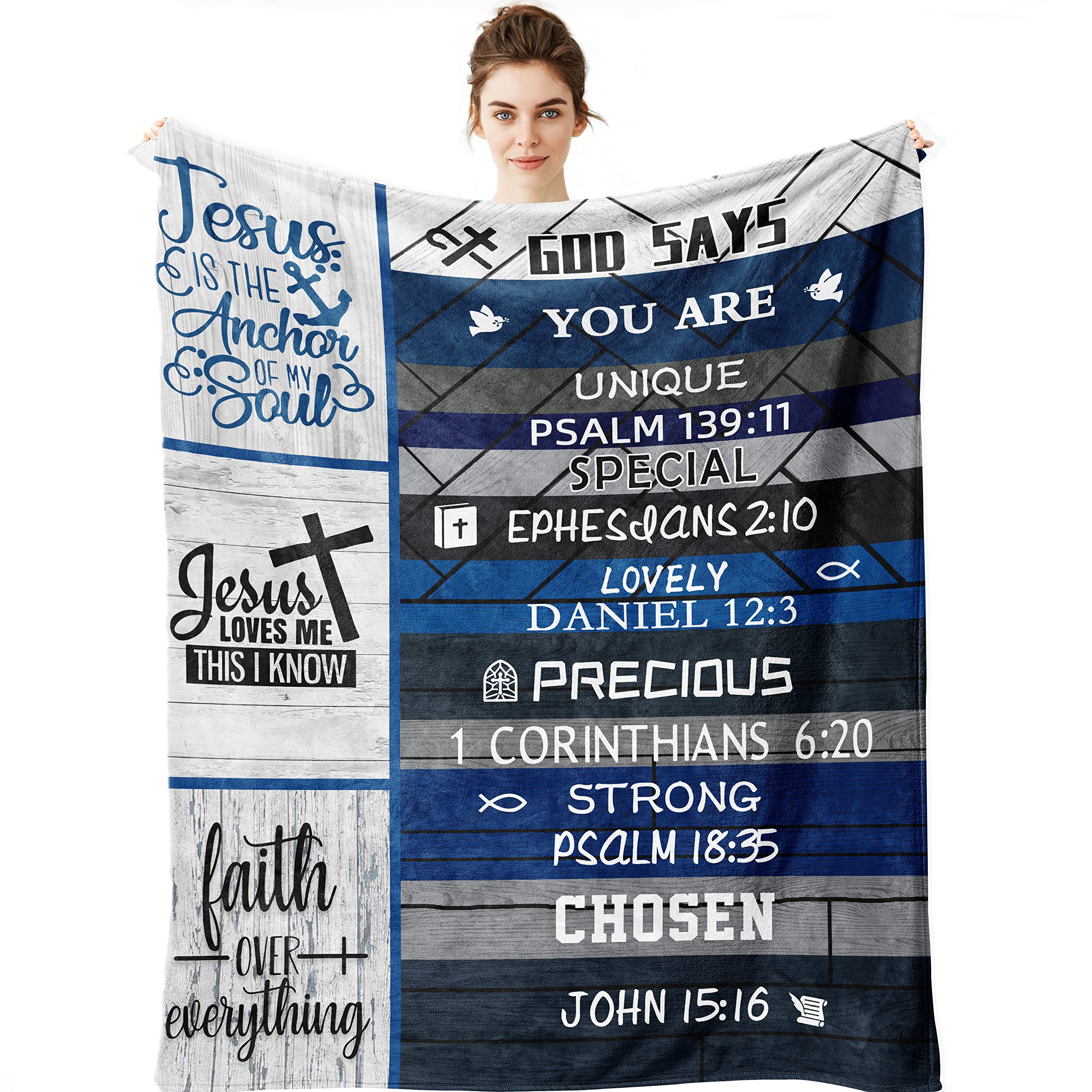 Christian Blanket 50x40 - Bible Verse Gift for Women & Kids - First Communion Gift