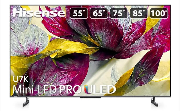 Hisense U7K 75-Inch Mini LED PRO ULED 4K Smart TV with Dolby Vision - Perfect for Home Theater & Gaming