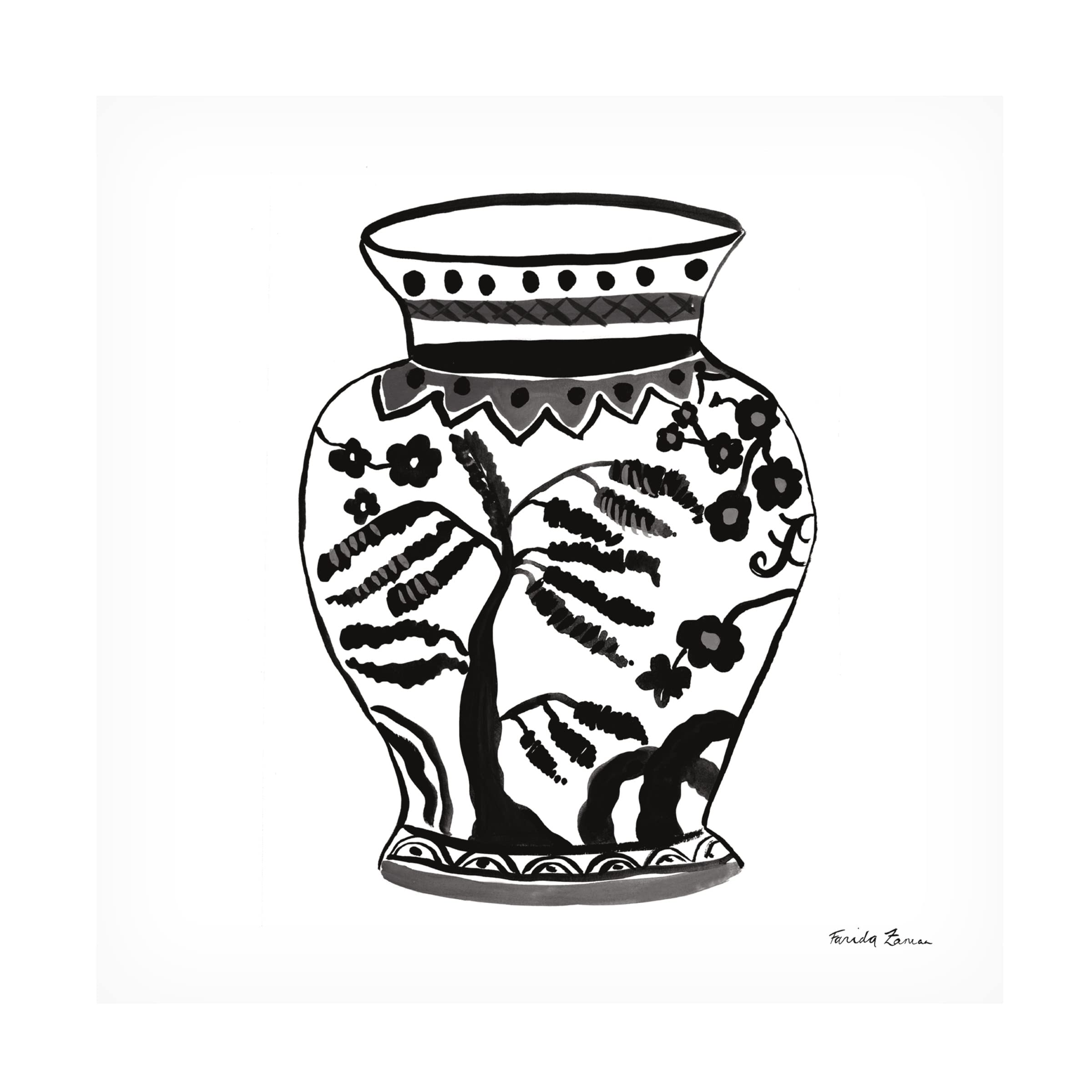Trademark Fine Art 'Chinoiserie IV Black' Canvas Wall Art by Farida Zaman - Elegant Asian-Inspired Home Decor for Living Room, Bedroom & Office