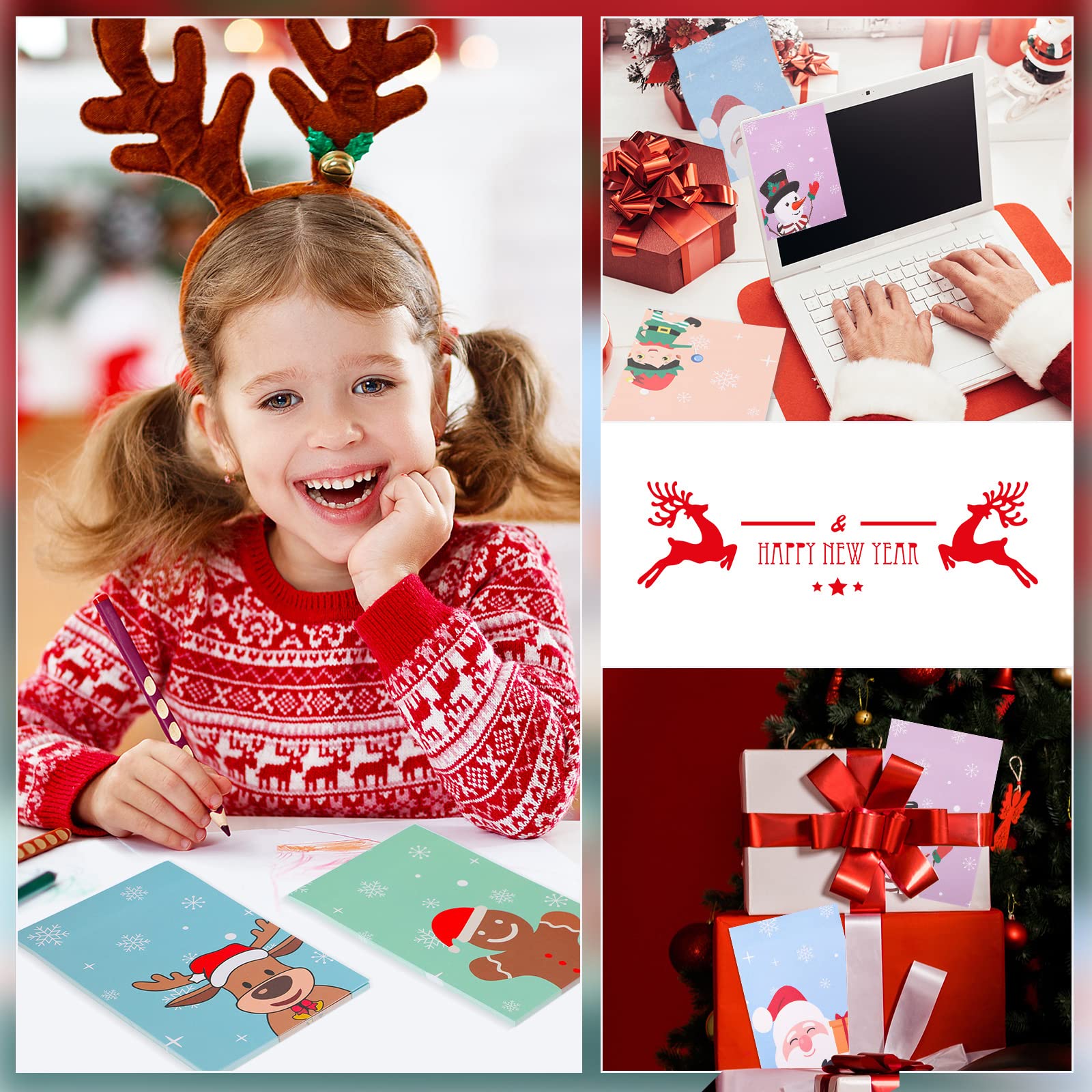 Clabby 12 Pcs Christmas Notepads Set - Snowman Themed Self-Adhesive Memo Pads with 6 Festive Patterns for Holiday Notes, Reminders & Lists | Perfect for Home, School, Office & Winter Gift Giving