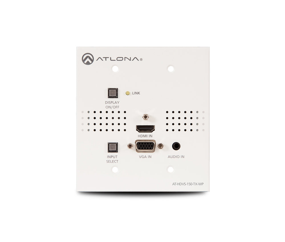 Atlona® AT-HDVS-150-TX-WP 2x1 HDMI & VGA Wall Plate Switcher with HDBaseT Output - Ideal for Conference Rooms, Classrooms & Professional AV Installations