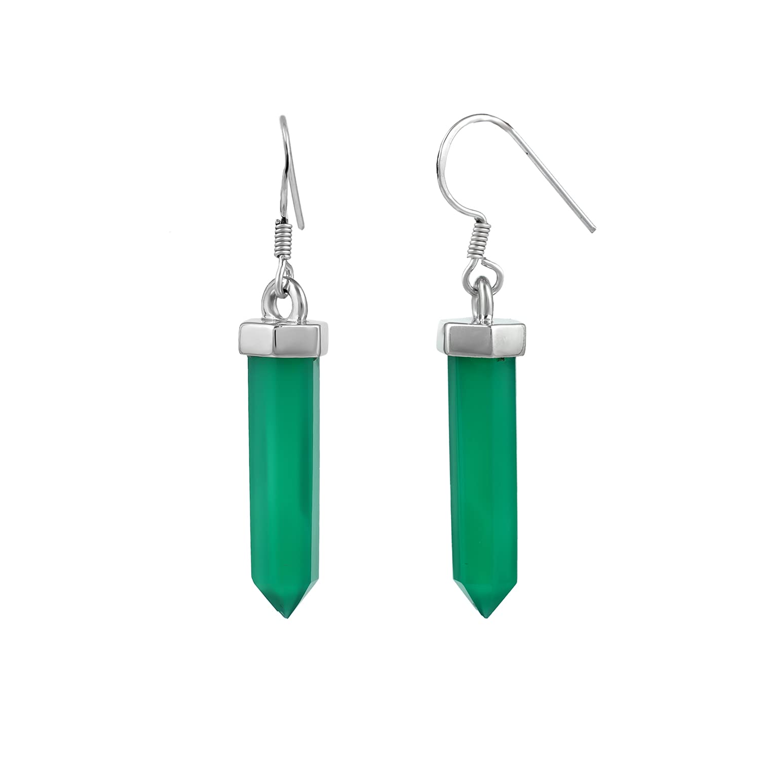 925 Sterling Silver Green Onyx Drop Earrings for Women & Girls | May Birthstone Jewelry | Elegant Dangle Earrings for Everyday Wear & Special Occasions | Gift for Mother's Day, Birthday & Anniversary