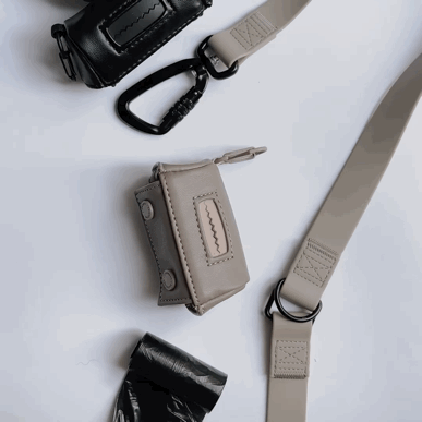 Eco-Friendly Vegan Leather Poop Bag Holder for Dogs - Hands-Free No Dangle Design - Perfect for Walking, Hiking & Outdoor Adventures