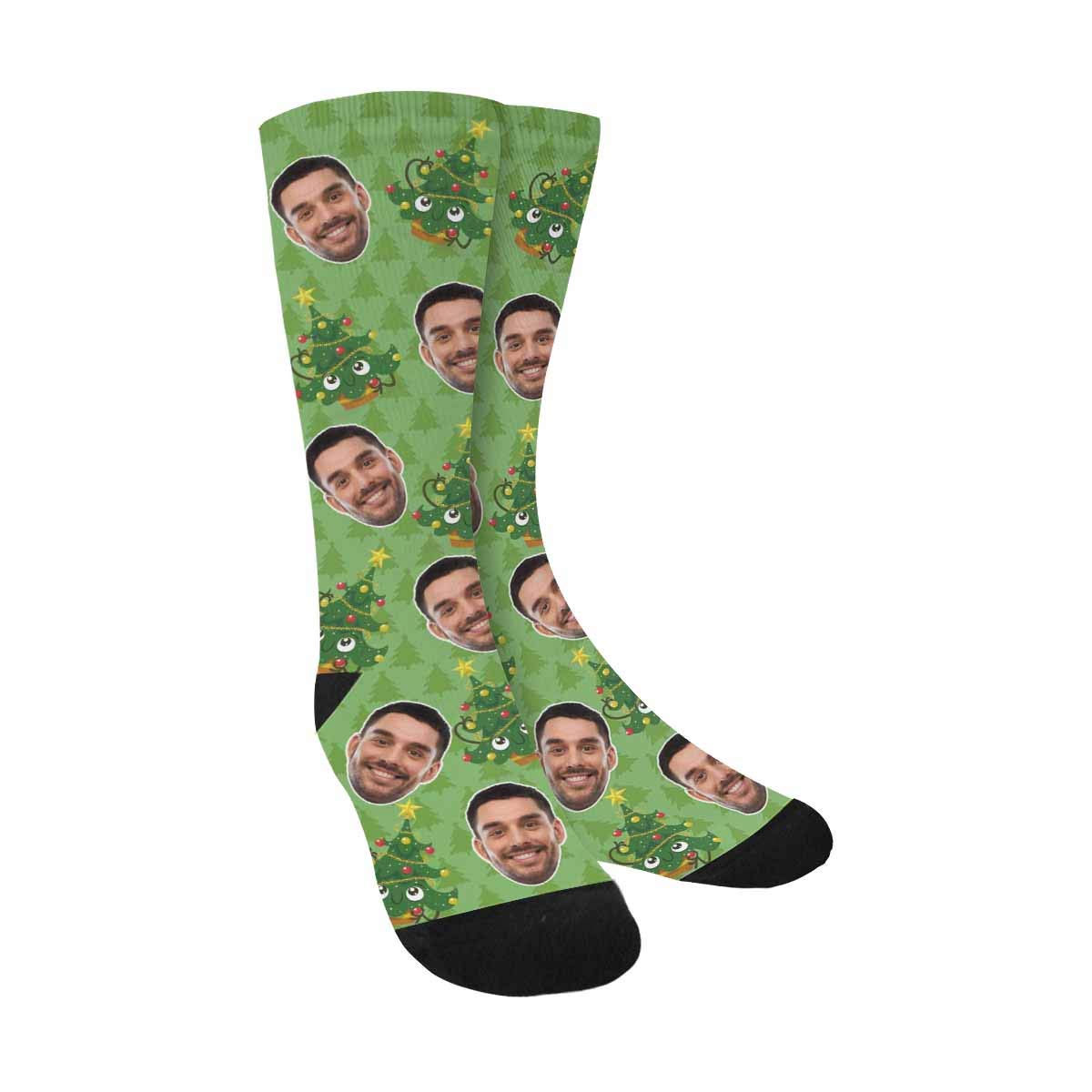 Custom Photo Face Sublimated Crew Socks - Personalized All Over Print Unisex Socks - Perfect Gift for Birthdays, Anniversaries & Family Events
