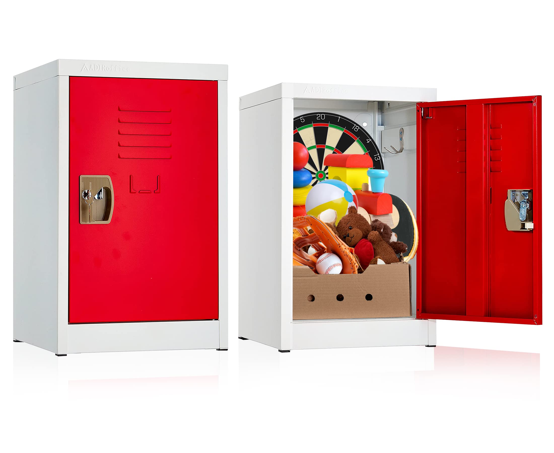 AdirOffice Kids Steel Metal Storage Locker - Heavy Duty School Locker with Key & Hanging Rods for Home, Gym & Classroom Organization | Perfect for Backpacks, Sports Gear & Clothes Storage