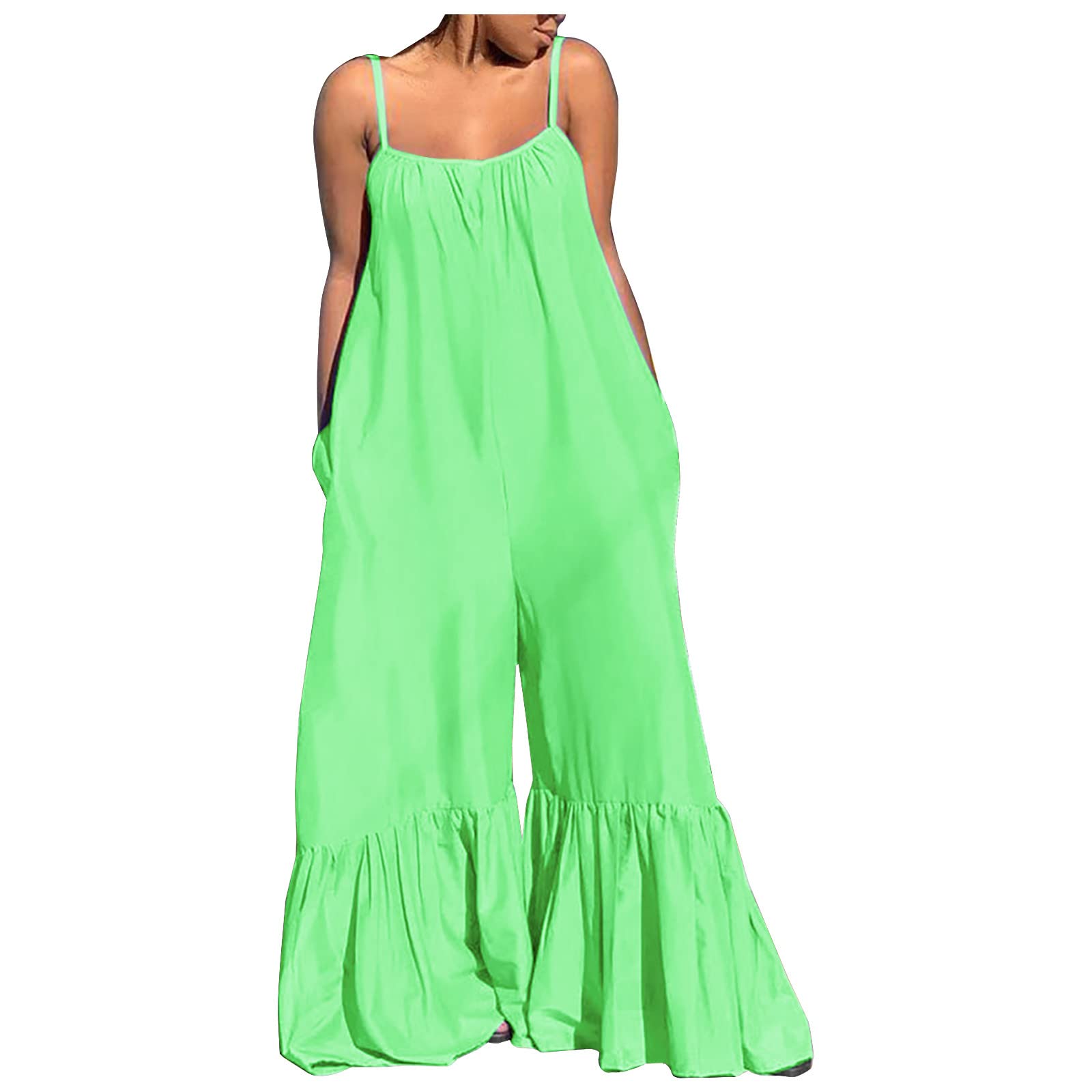 PSDG Women's Wide Leg Jumpsuit - Sleeveless Casual Romper with Suspenders | Relaxed Fit Summer Playsuit for Beach, Vacation & Outdoor Activities