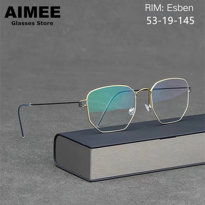 Unisex Full Rim Polygon Screwless Titanium Eyeglasses Frame 51925 - Lightweight & Durable for Work, Reading & Everyday Wear