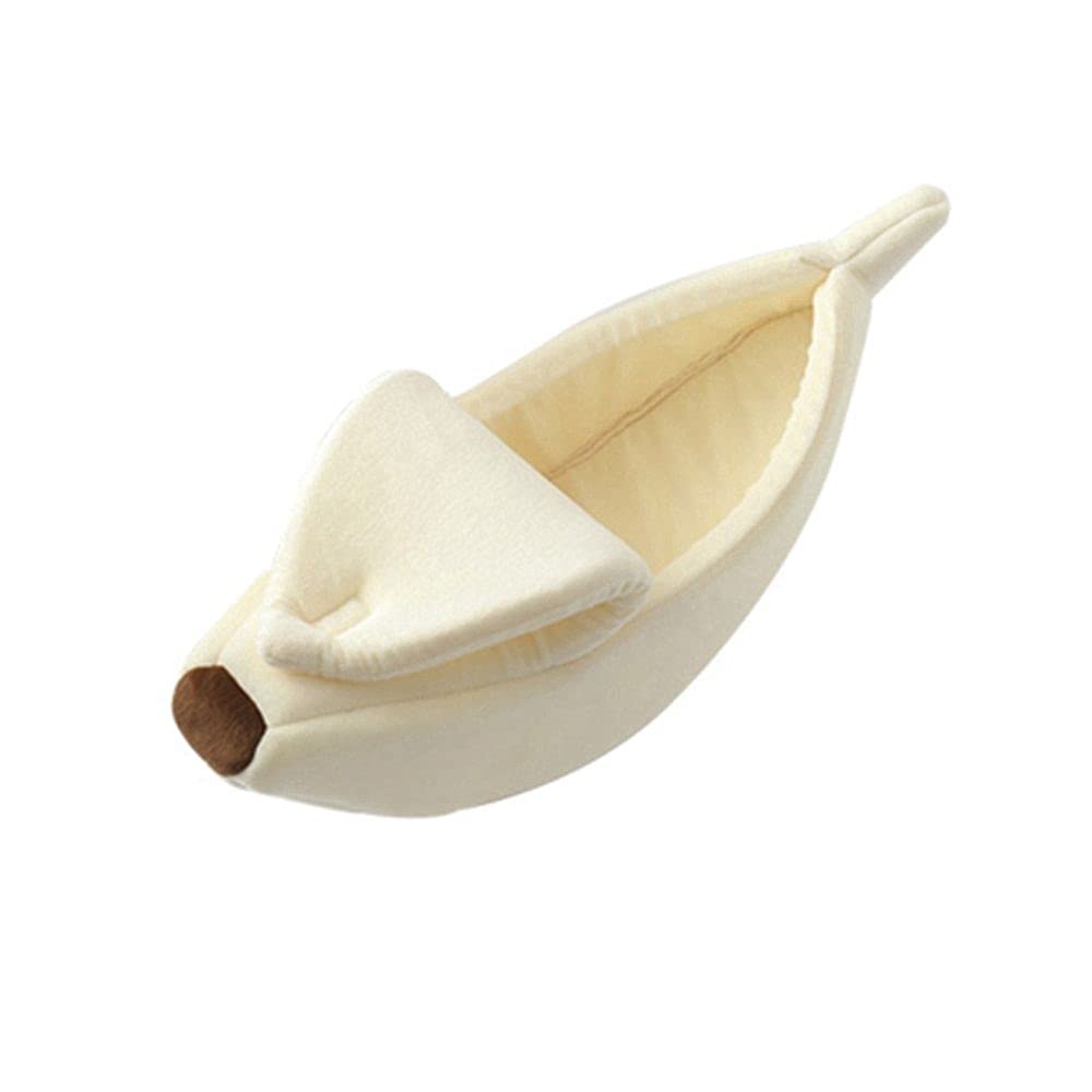 PULADE Banana Cat Bed - Soft Pet Sofa for Winter Sleeping, Beige