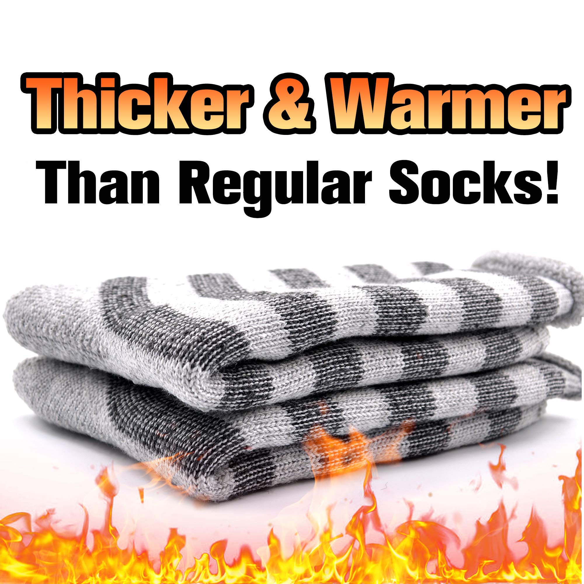 Thermal Socks for Men & Women - Extra Thick Winter Warm Heated Crew Socks for Extreme Cold Weather - Perfect for Snow Boots, Hiking & Outdoor Activities