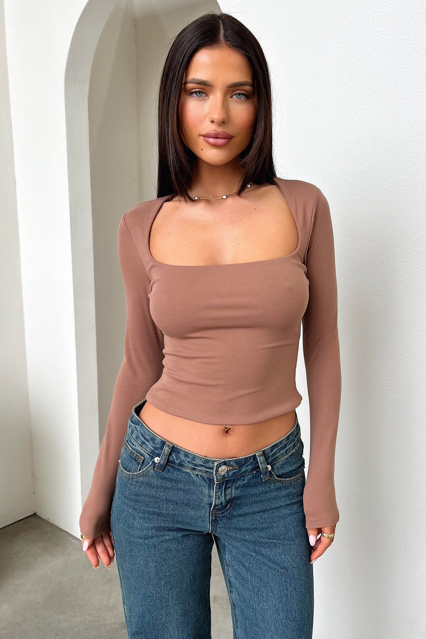 Andre Women's Long Sleeve Casual Top - Soft Brown Shirt for Fall & Winter | Perfect for Office, Date Night & Everyday Wear