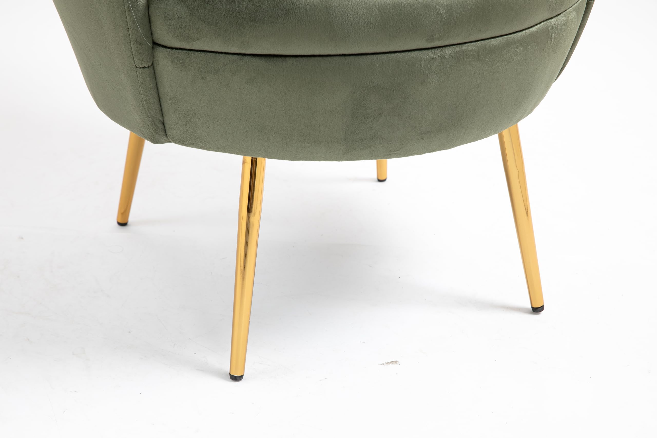 Modern Velvet Accent Chair - Home Office Desk Chair, Task Vanity Makeup Chair for Living Room & Bedroom (Army Green) | Ergonomic Comfort for Work, Study & Relaxation