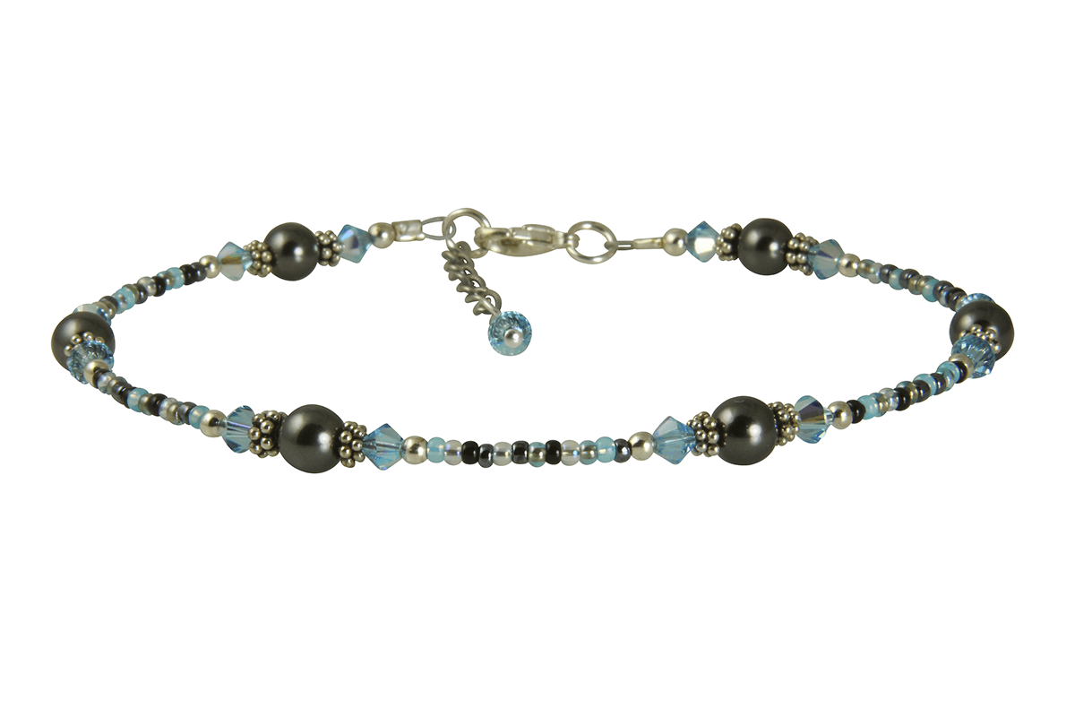 Aqua Gray Pearl Beaded Anklet - Elegant Adjustable Ankle Bracelet for Women | Perfect for Beach, Summer & Boho Fashion Accessories