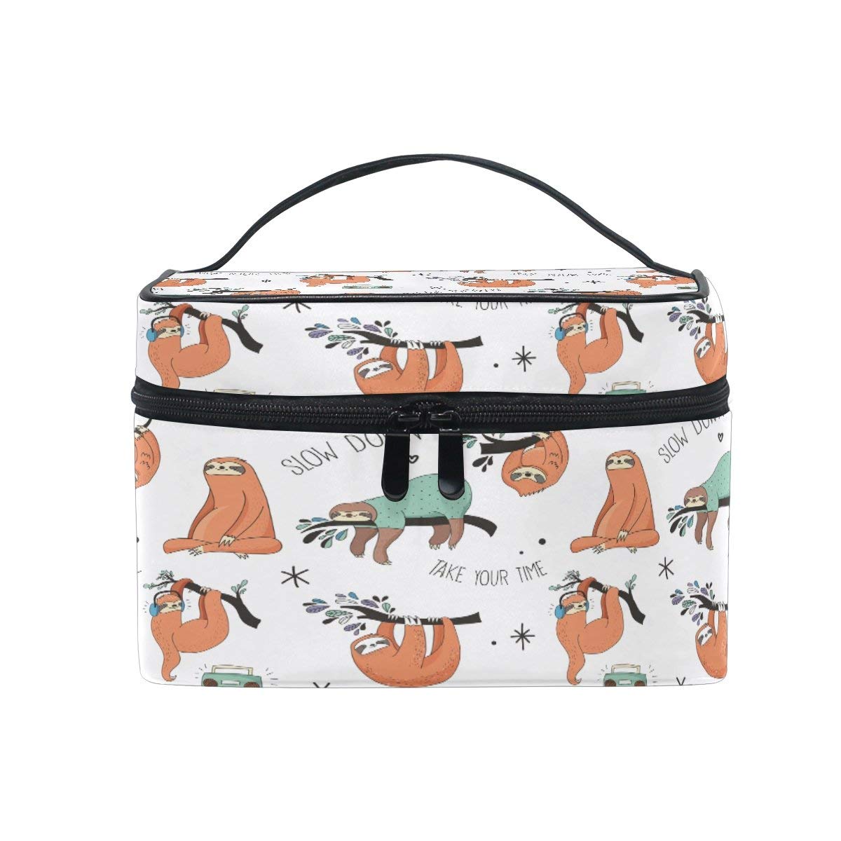 Sloth Themed Makeup Bag - Travel Cosmetic Organizer with Radio, Train Case & Toiletry Pouch for Women | Perfect for Travel, Gym & Daily Use