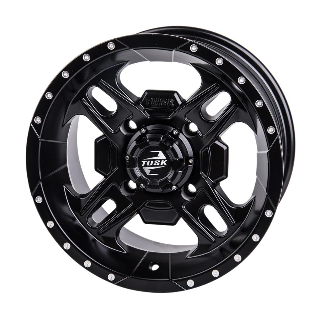 4/137 Tusk Beartooth 14x7 5.0 + 2.0 Matte Black ATV Wheels for CAN-AM Outlander L Max 570 (2016) - Durable Off-Road Wheels for Mud, Trail & Adventure Riding