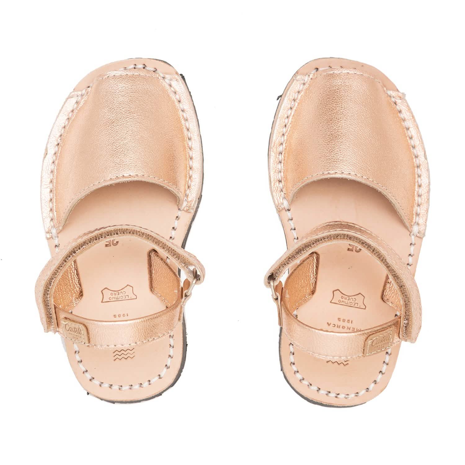 IKER 1002 Metallic Leather Menorcan Sandals for Kids - Comfortable & Stylish Summer Shoes for Beach, Pool & Outdoor Play