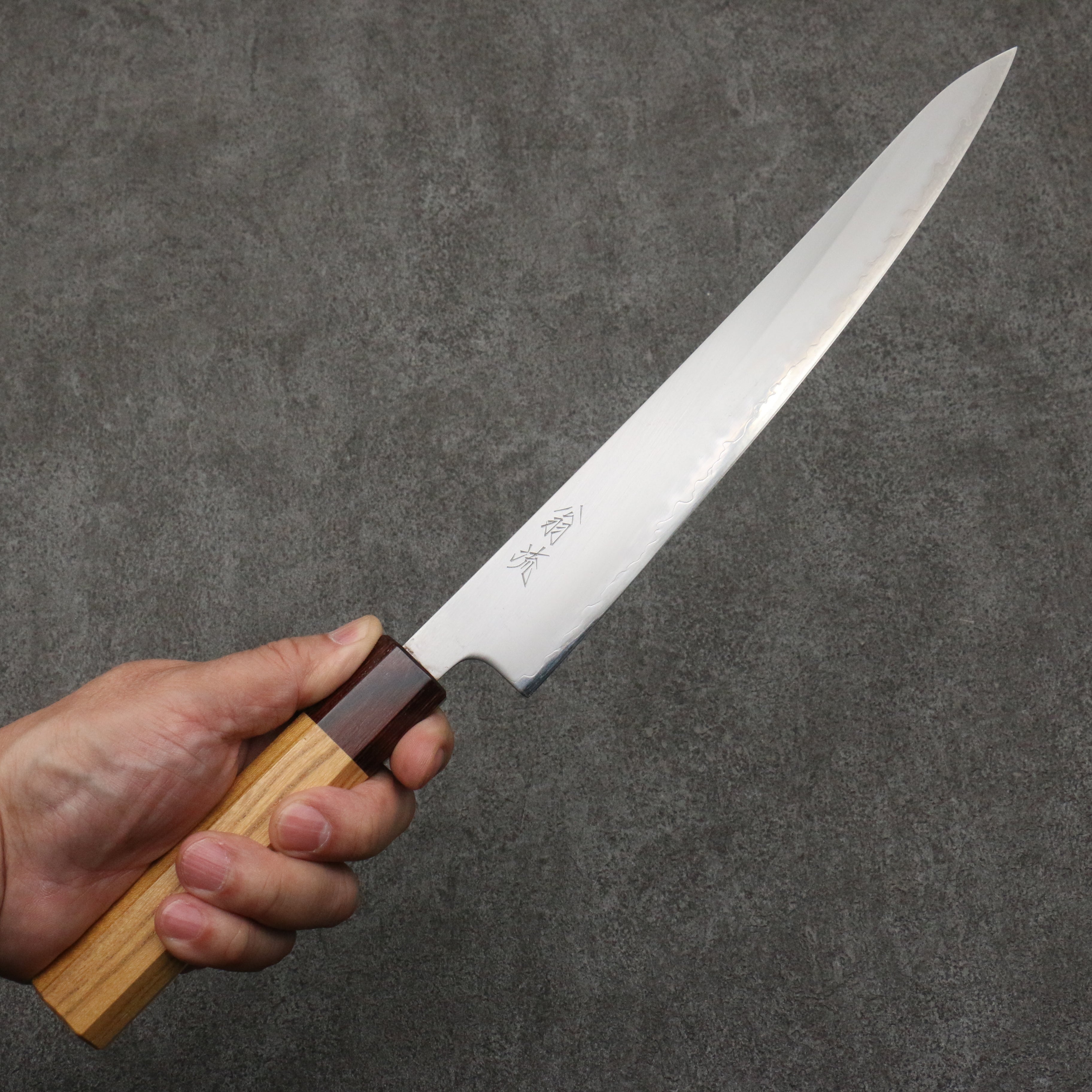 Premium OUL White Steel No.1 Sujihiki Japanese Sushi Knife 240mm with Keyaki Wood Handle - Perfect for Slicing Sashimi, Sushi & Delicate Proteins