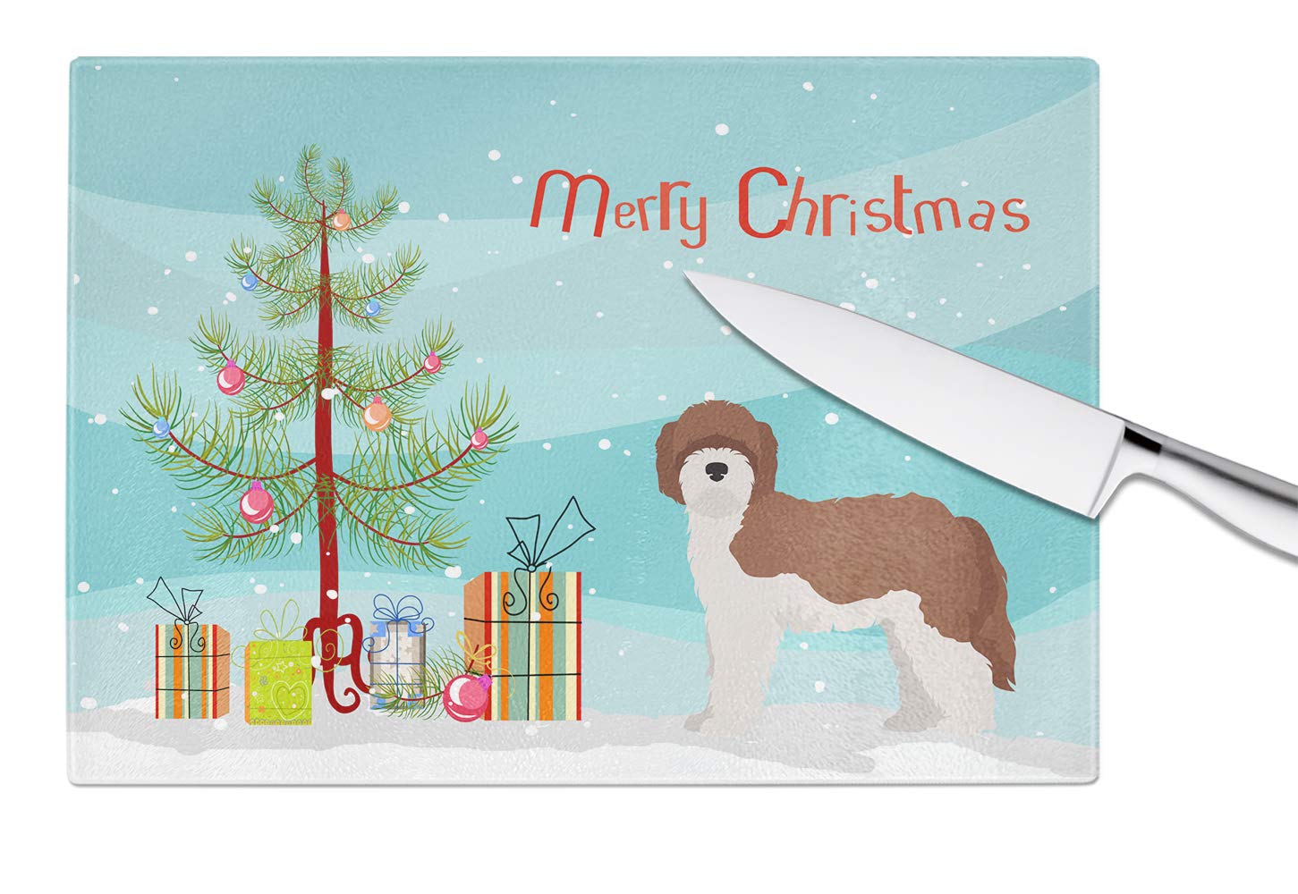 Sheepadoodle Christmas Tree Tempered Glass Cutting Board - Large Decorative Kitchen Chopping & Serving Board for Holiday Entertaining | Durable Scratch-Resistant Surface for Cheese, Charcuterie & Holiday Meals