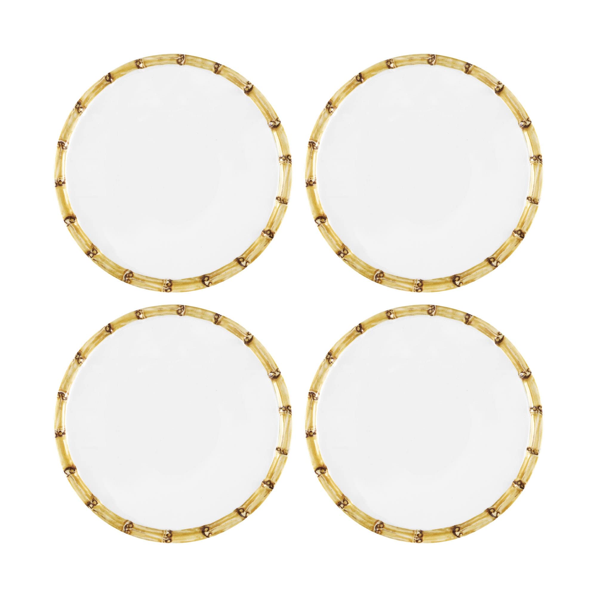 UPware 6-Inch Bamboo Melamine Round Dessert Plates - Set of 4 White Small Serving Dishes for Appetizers, Snacks & Side Dishes | Perfect for Parties, Picnics & Everyday Dining