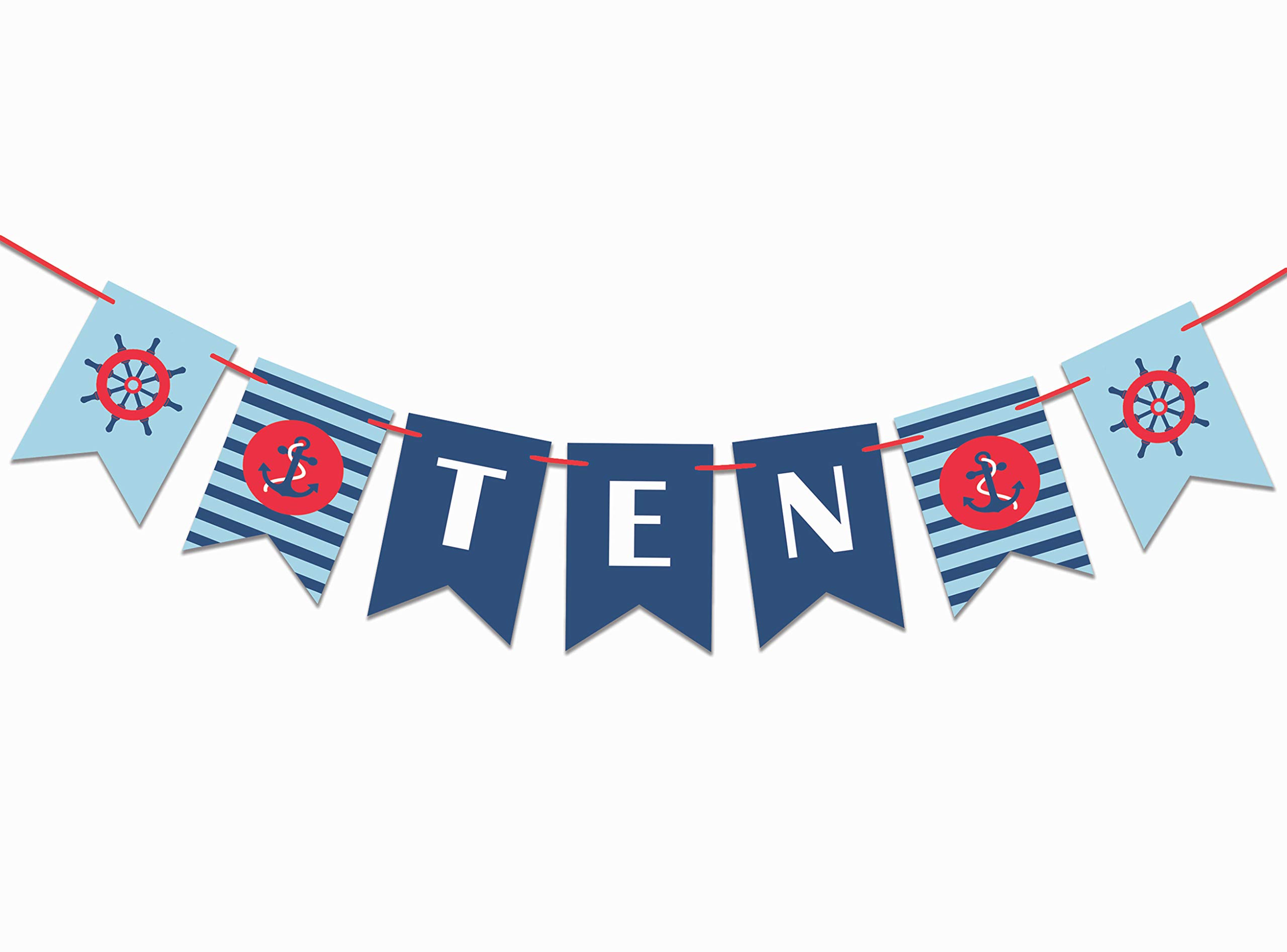 10th Birthday Party Decorations for Boys - Pirate Themed Pennant Banner & Bunting Garland | Perfect for Kids' Birthday Parties, Pirate Themed Events & Classroom Decor
