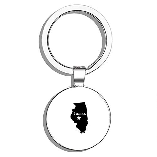 Premium Double Sided Stainless Steel Keychain - Durable Key Ring Holder with Car Key Finder | Perfect for Home, Office & Travel Organization (Illinois Inspired Design)