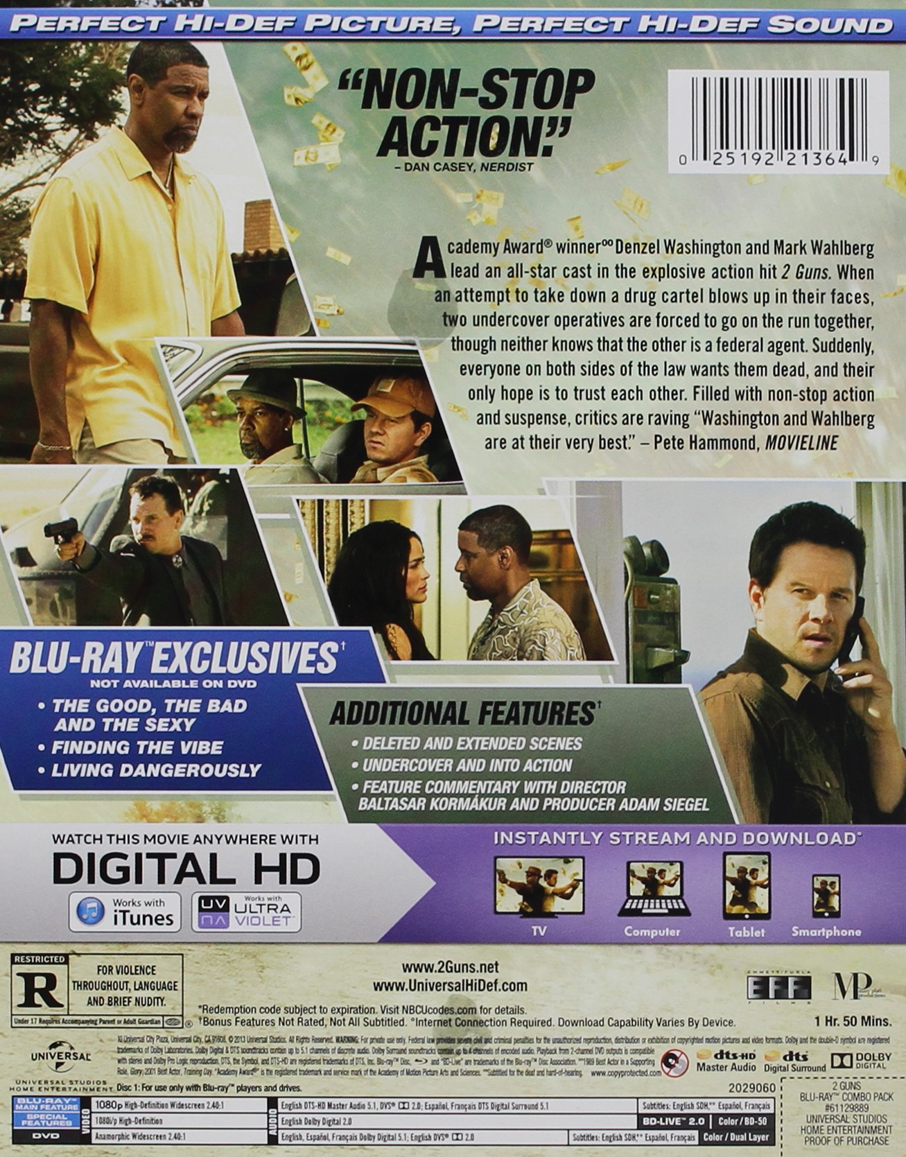 2 Guns Limited Edition Blu-ray Steelbook (Mark Wahlberg, Denzel Washington) - Action Movie Collector's Item for Home Theater & Movie Nights