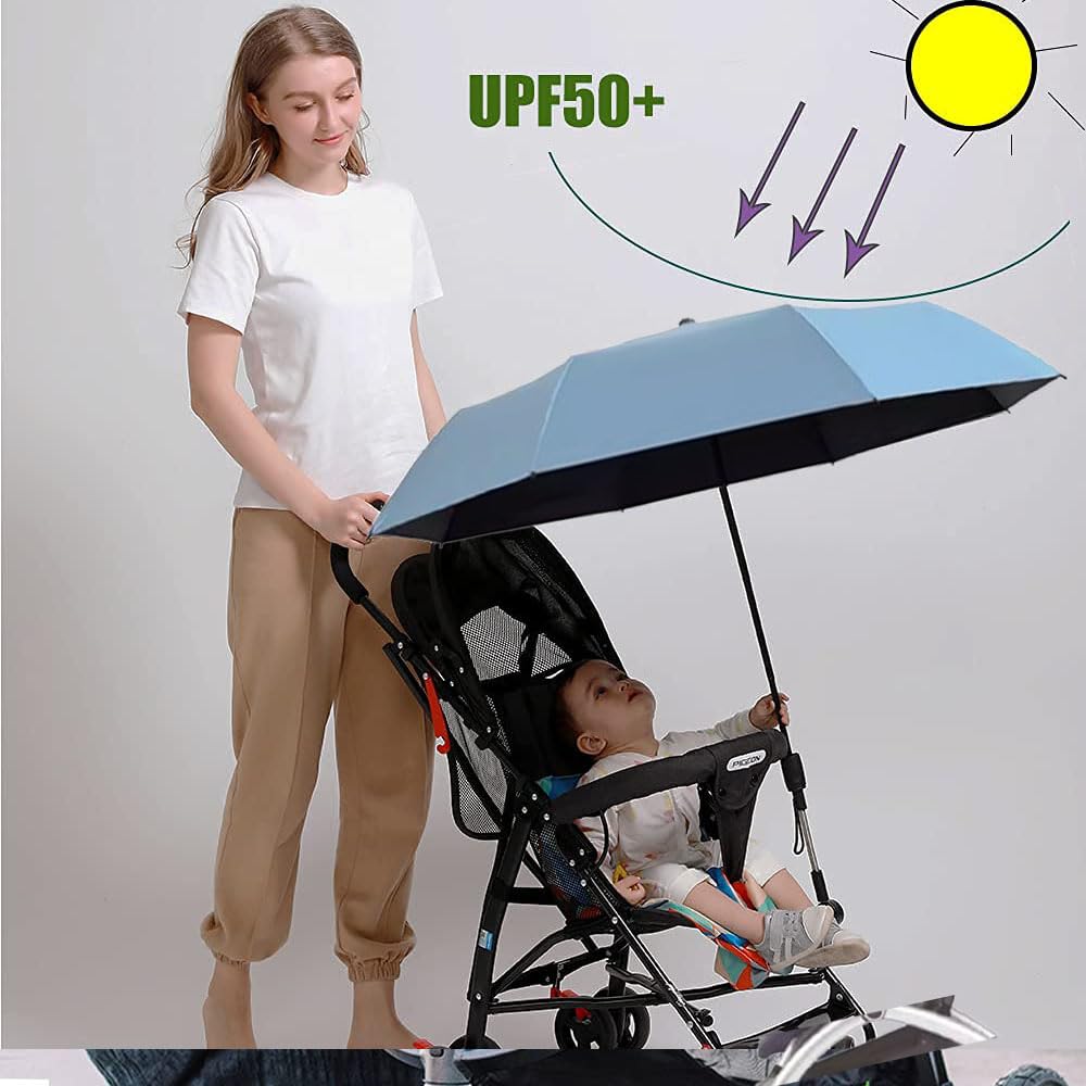 Nakazawa Universal Baby Stroller Sun Shade - UV Protection Waterproof Umbrella with Clip for Strollers, Bikes & Trolleys - Sky Blue | Perfect for Outdoor Walks, Park Visits & Beach Trips