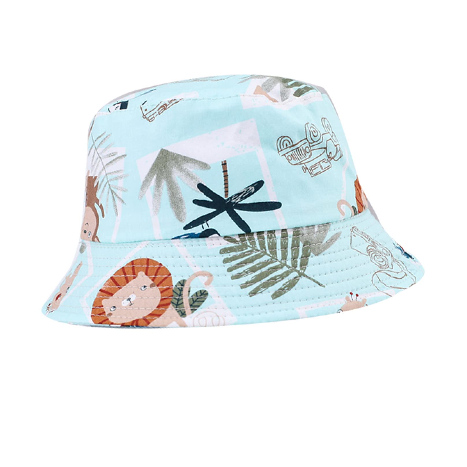 Dinosaur Print Baby Bucket Hat - Windproof Summer Fisherman Hat for Toddler Girls & Boys, UV Protection Sun Cap for Outdoor Play, Beach, Park