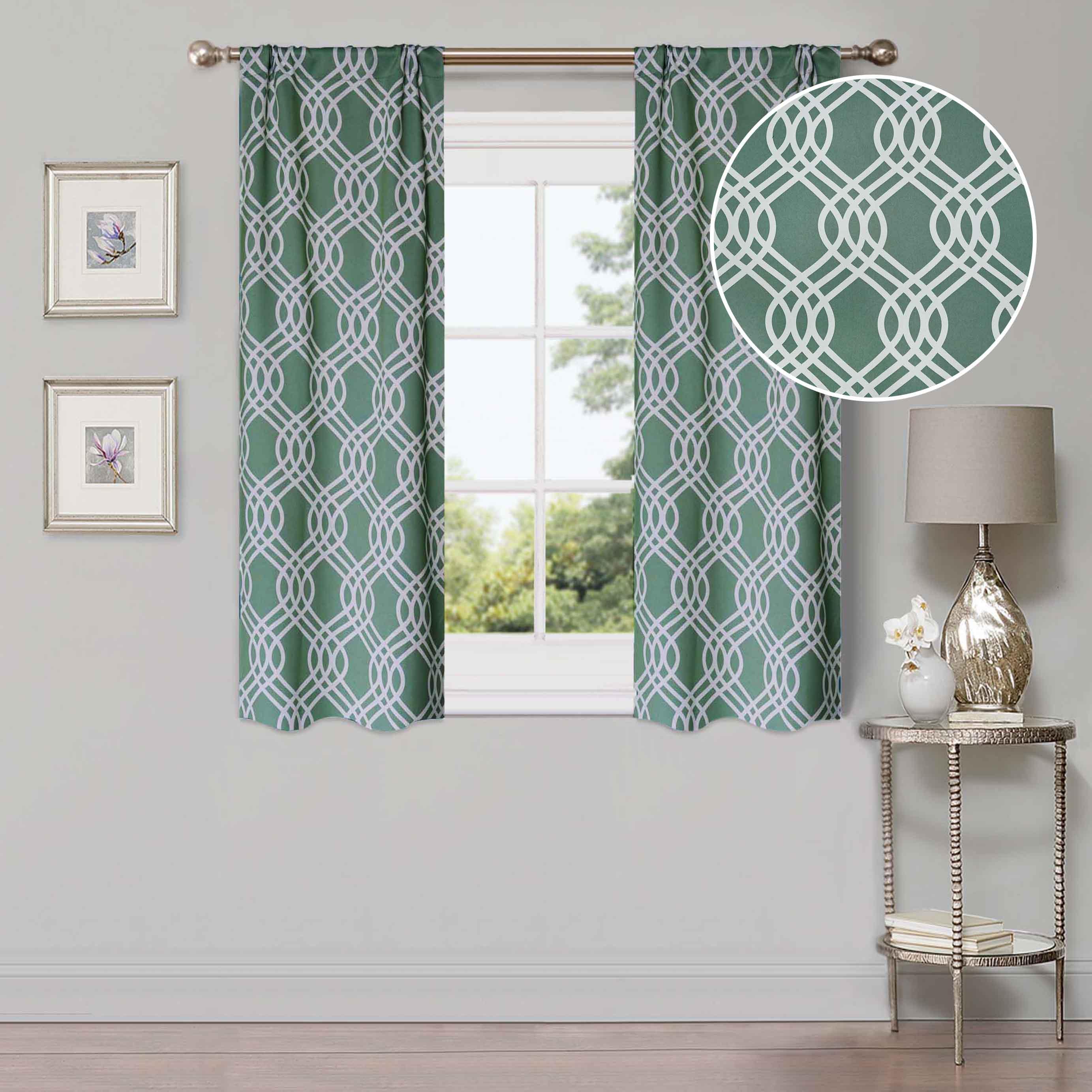 Washable Blackout Curtains with Ribbon Trellis Design - Room Darkening Window Treatment for Bedroom & Living Room - Thermal Insulated Drapes for Better Sleep and Energy Efficiency