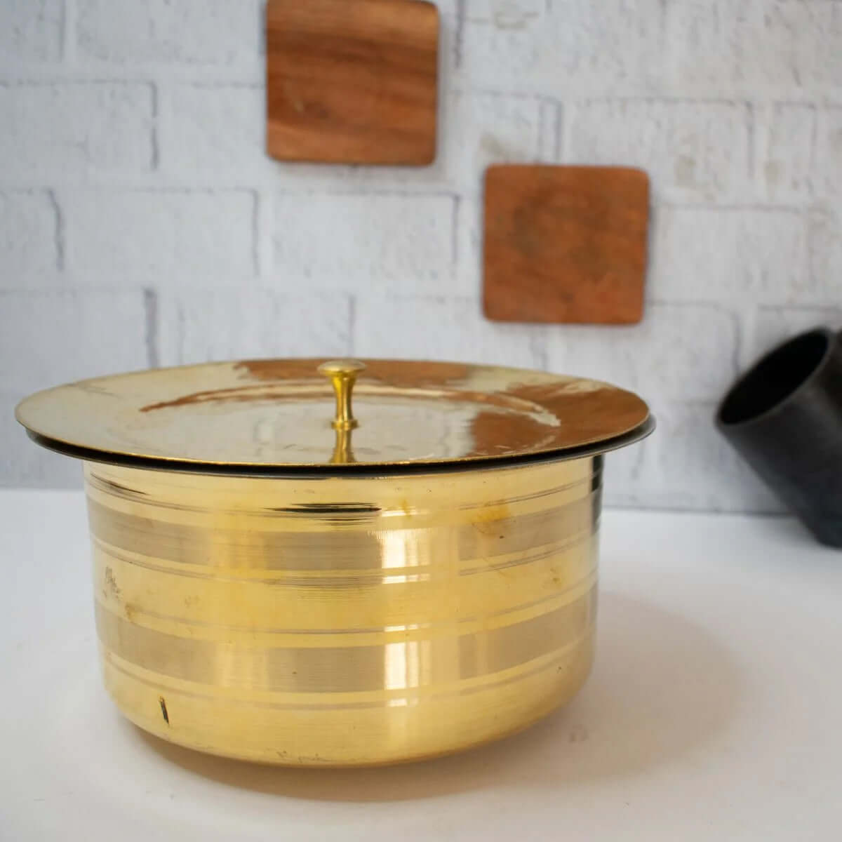 Premium Brass Patila (Topia Chatti Bhagona Pots) - Traditional Indian Cooking Pot for Biryani, Curry & Rice - Perfect for Stovetop & Outdoor Cooking