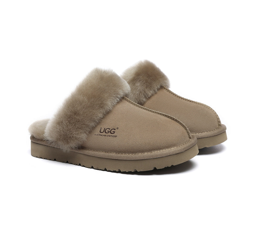 Premium Australian Shepherd UGG Slippers - Genuine Sheepskin Wool Indoor/Outdoor House Shoes for Women & Men - Cozy Winter Home & Travel Comfort