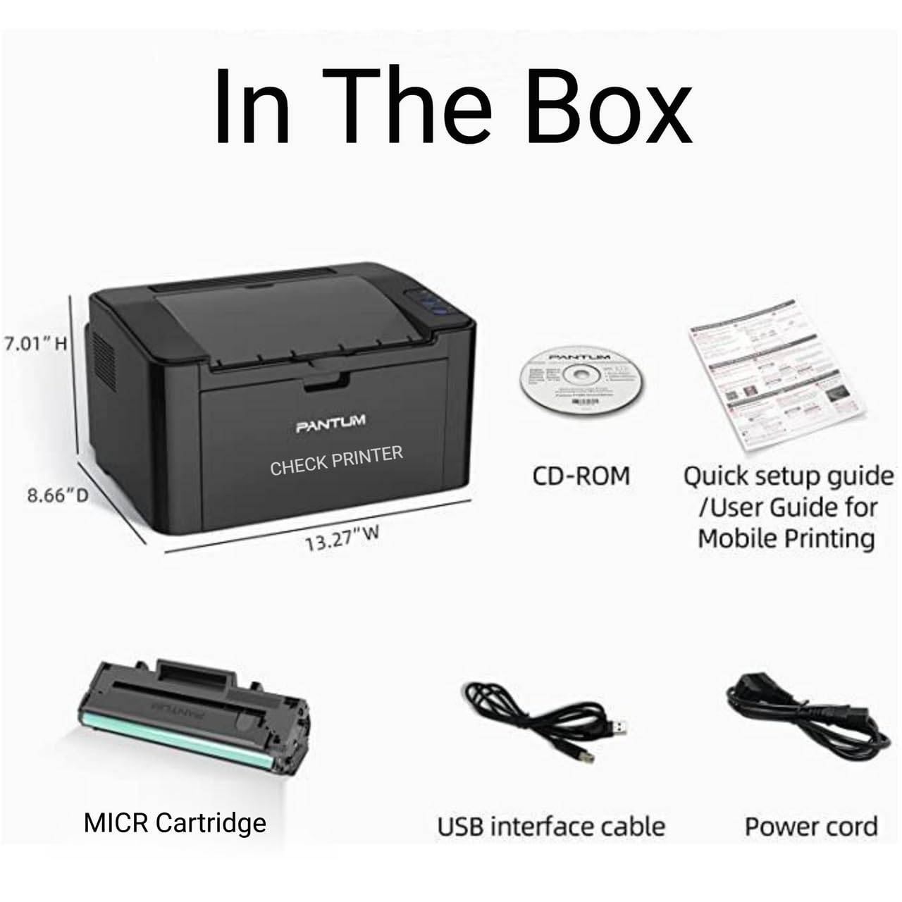 Ampro MICR PB-210e Toner Cartridge & Pantum P2500W Wireless Laser Printer Bundle - Check Printing Solution for Small Business & Home Office Banking Needs