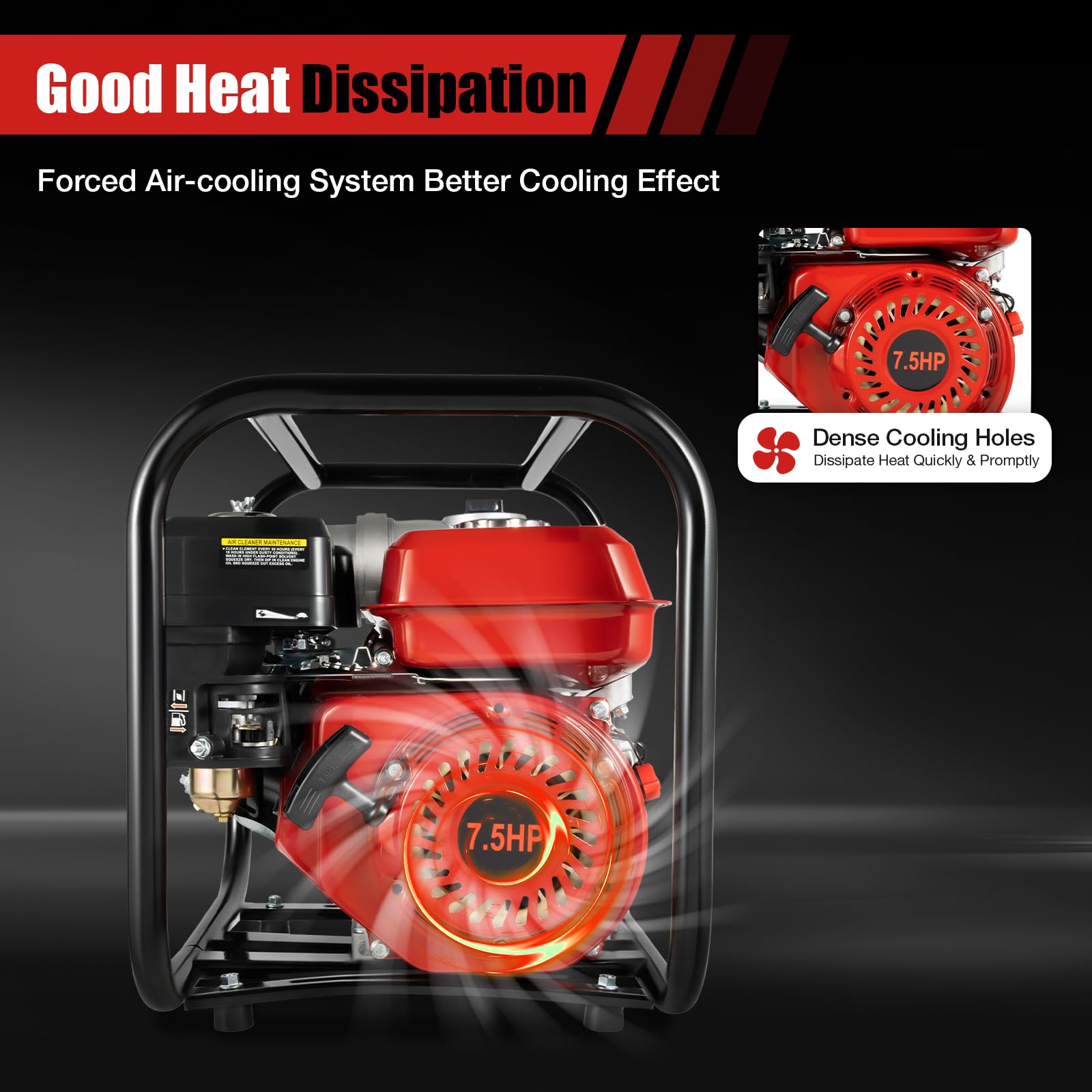 **DNYSYSJ 7.5 HP 210CC Gas Powered Water Pump – 3 Inch Portable Semi-Trash Pump for Irrigation, Pool, Landscaping & Gardening – Heavy Duty Commercial Grade Engine (Red) – Ideal for Farm, Construction & Emergency Water Transfer**