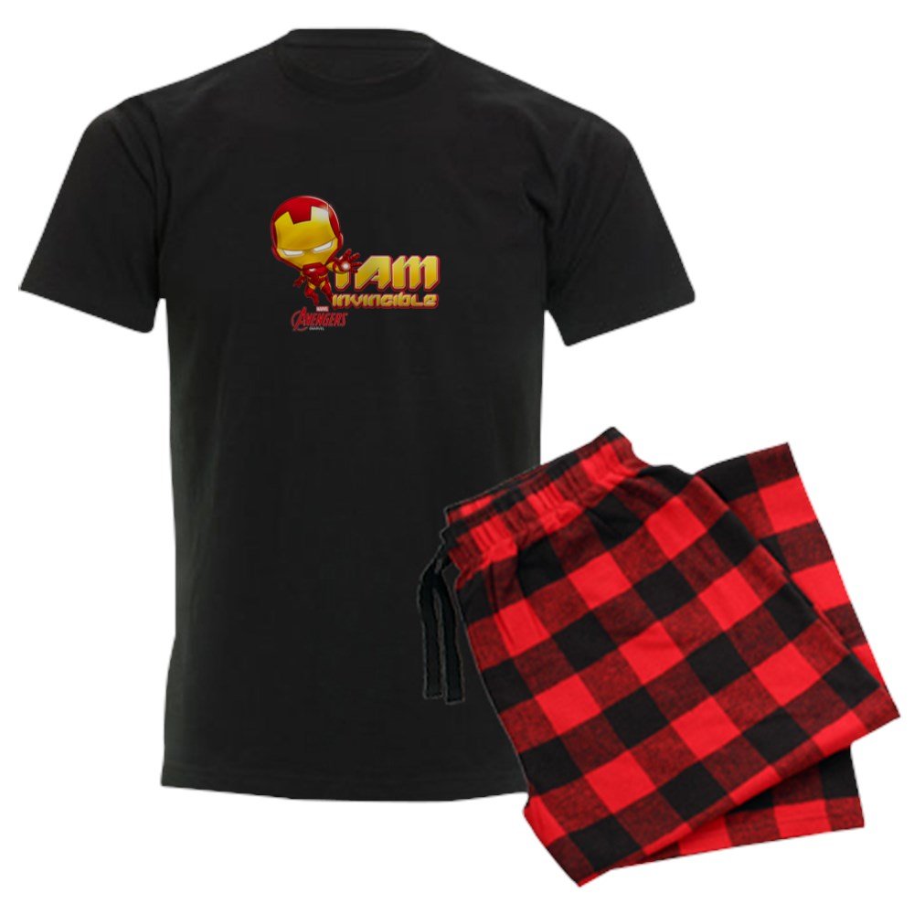 Chibi Invincible Iron Man Men's Dark Pajama Set - Superhero Sleepwear for Marvel Fans | Perfect for Lounge Wear, Gift & Cosplay