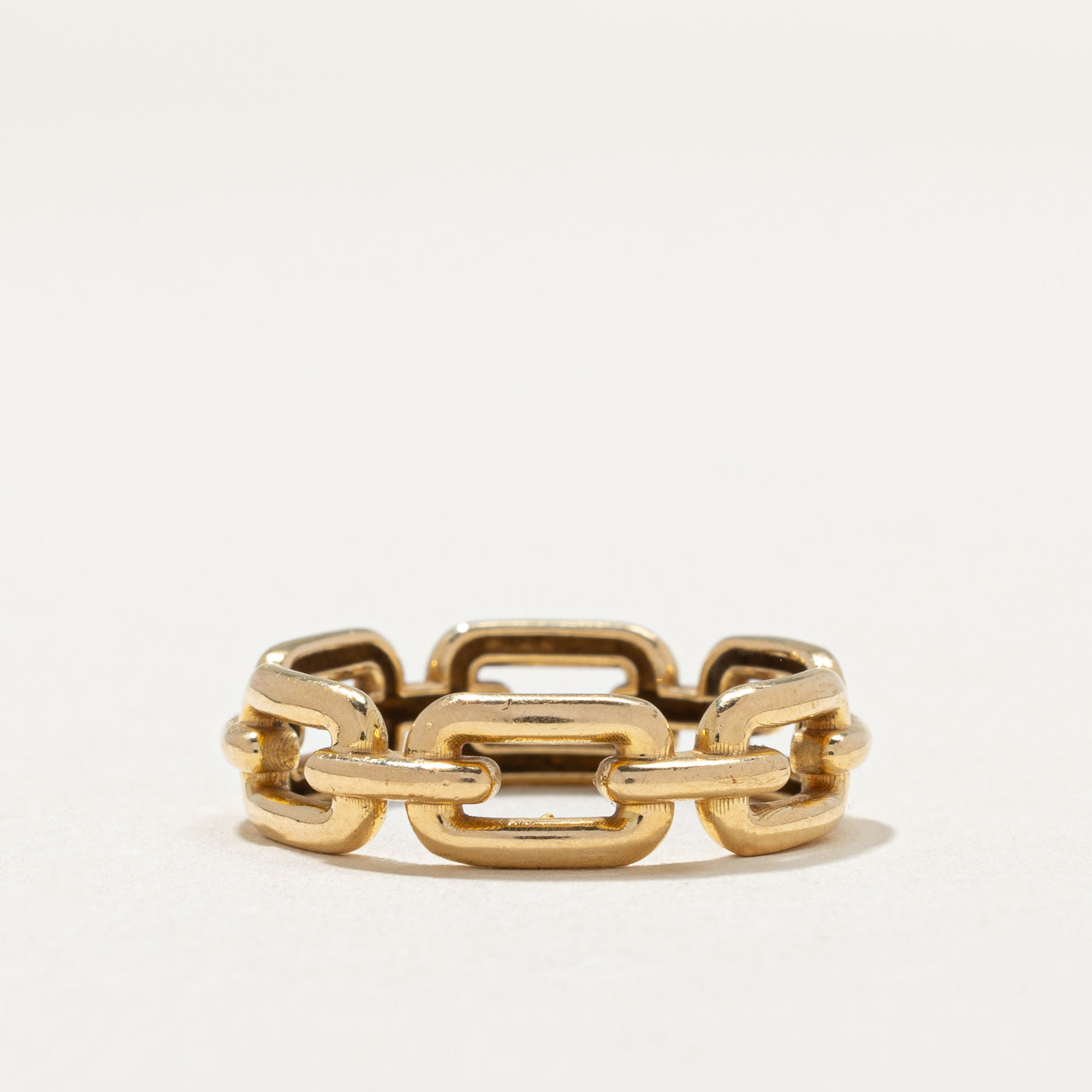 18K Yellow Gold Chain Link Ring for Women - 5.7mm Wide, Size 7.25 - Elegant Stackable Jewelry for Everyday Wear, Gift for Her, Anniversary & Special Occasions