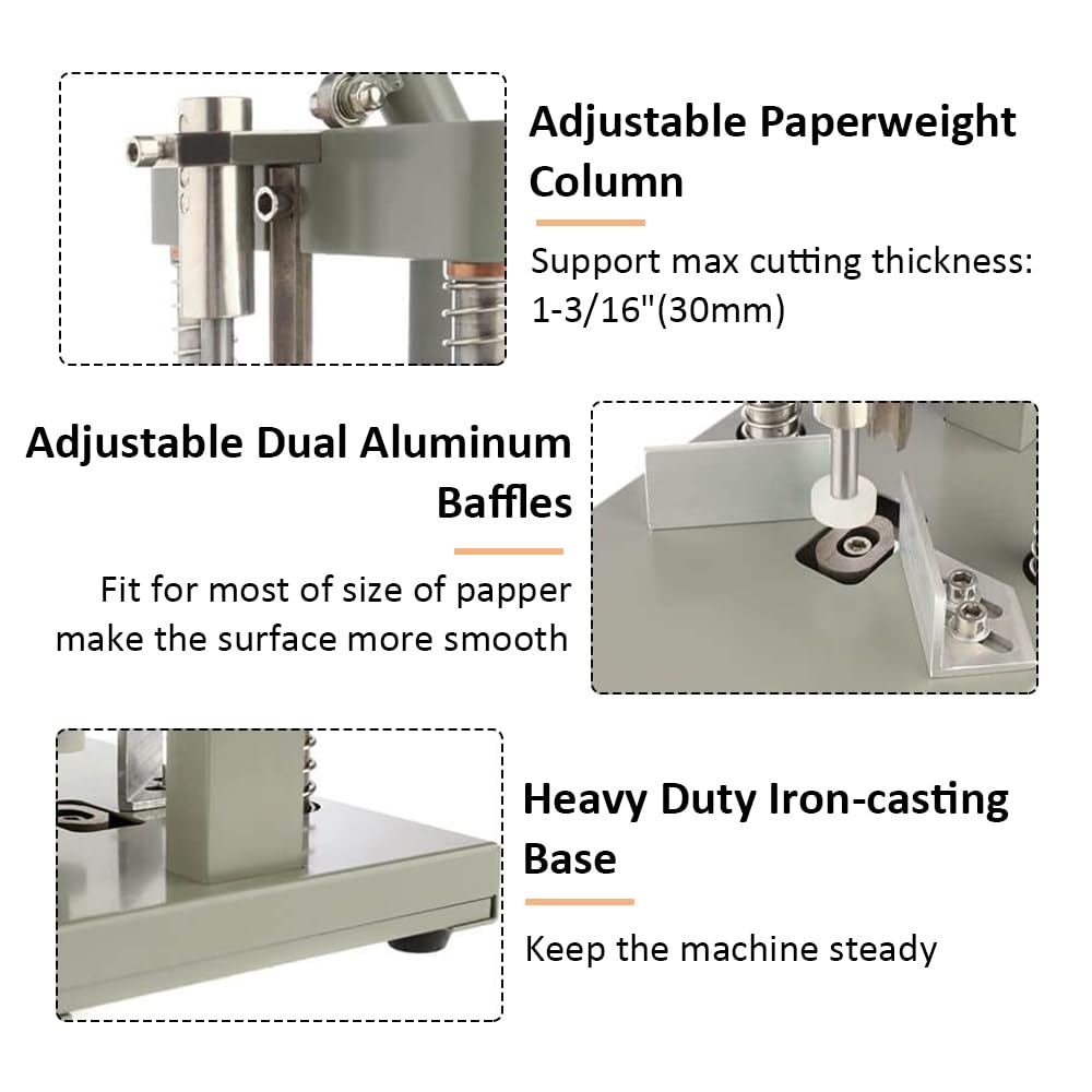 Heavy Duty Corner Rounder Punch Cutter - 2 Dies R6 & R10 (1.2in/30mm) for Paper, Business Cards, Photos | Office, School, Crafting, Scrapbooking | with Paper Holding Device & Durable Steel Construction