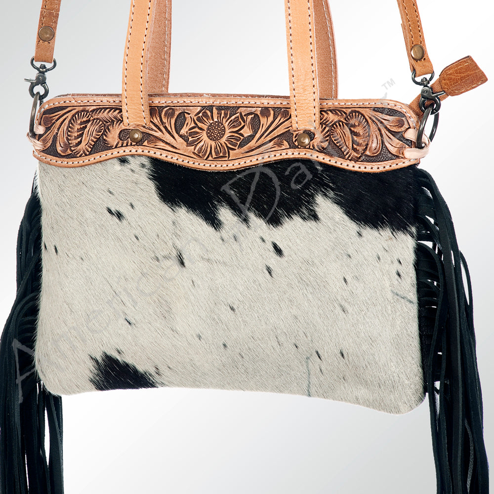 American Darling Genuine Leather Women's Western Handbag with Hand-Tooled Hair Design - Perfect for Cowgirl Style, Rodeo Events & Country Fashion Accessories