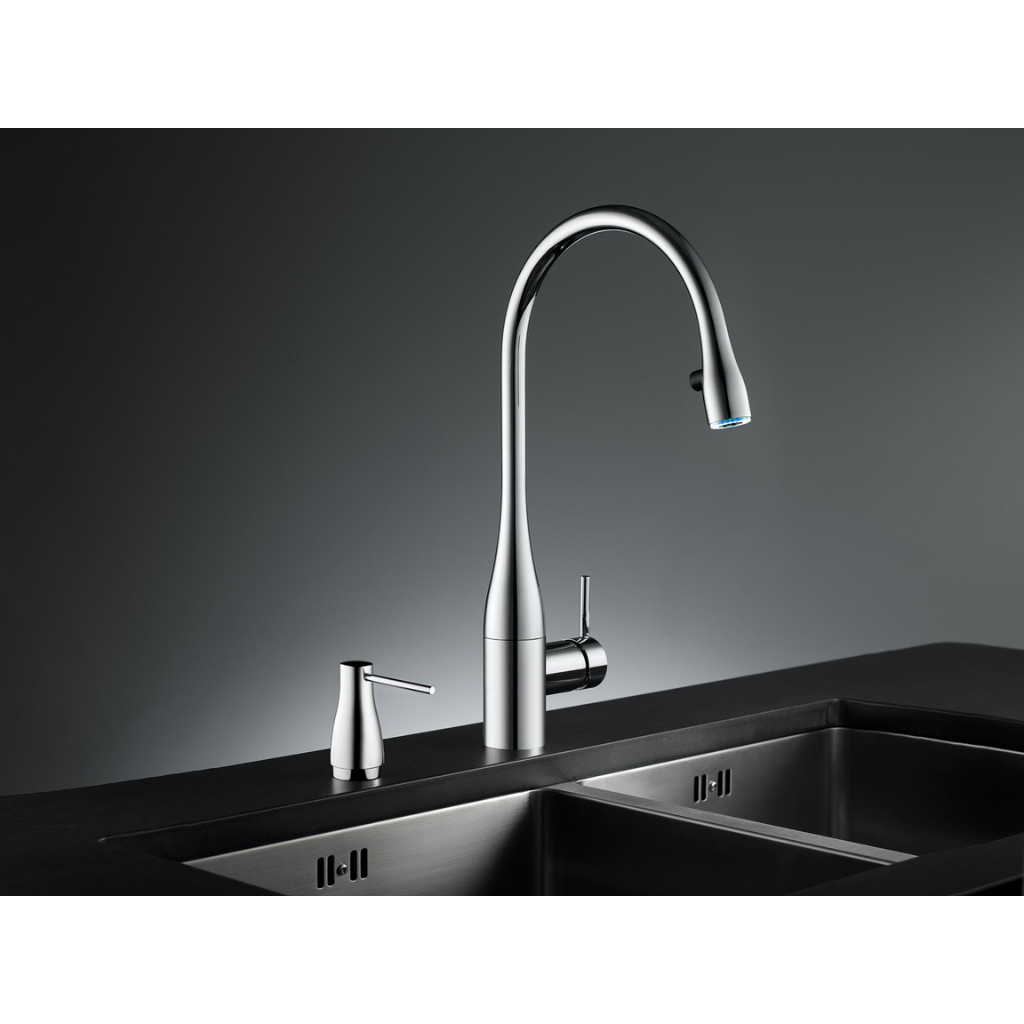 KWC Eve Chrome Pull Out Kitchen Faucet with LED Light - Modern Touchless Water Tap for Sink, Perfect for Home, Restaurant, and Commercial Use