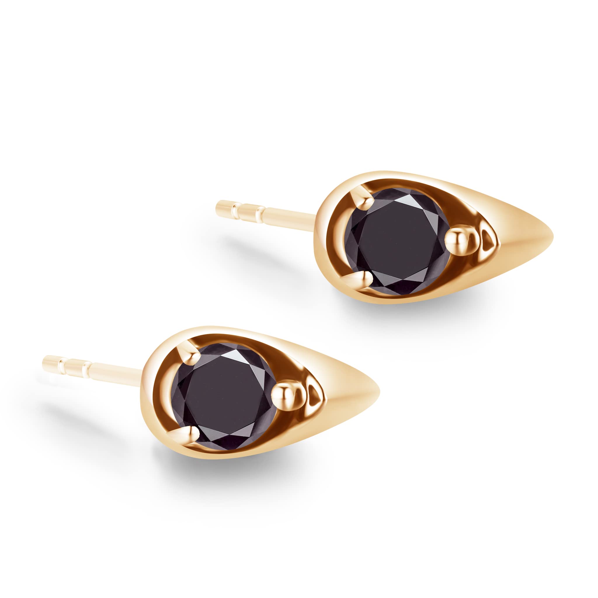 Black Diamond Stud Earrings - Small Drop Dainty Stackable Earrings for Multiple Piercings - April Birthstone Alternative with Black Tourmaline - Perfect for Everyday Wear, Special Occasions & Gift Giving