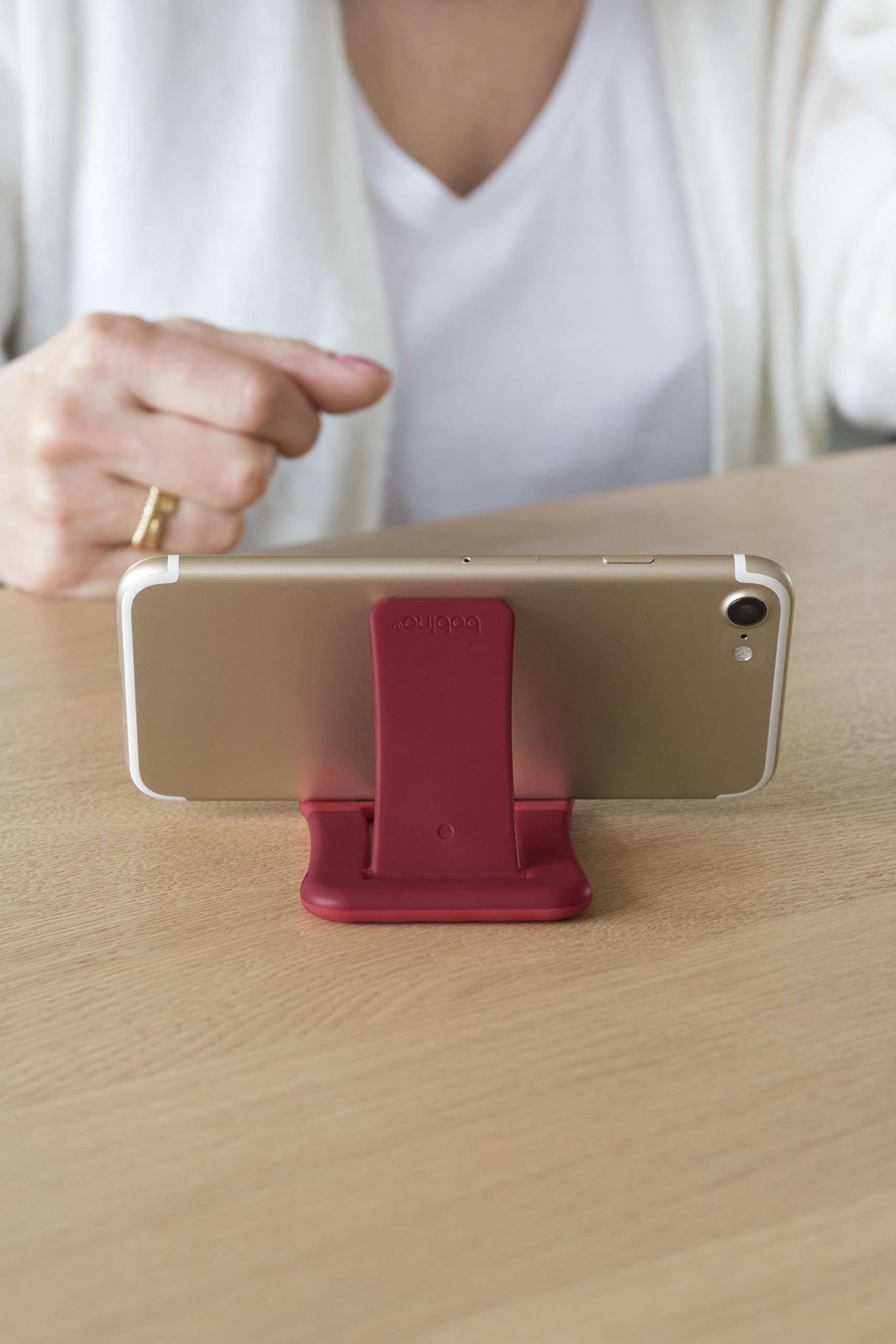 Bobino PHSTACR Adjustable Phone Stand Holder - Cream White | Portable Desktop Cell Phone Dock for iPhone, Samsung, Galaxy | Perfect for Home, Office, Video Calls & Hands-Free Viewing