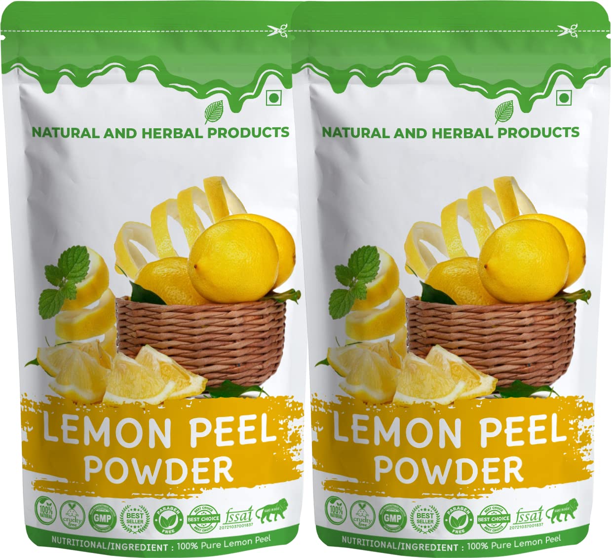 Organic Lemon Peel Powder for Skin & Hair Care - 100% Natural Citrus Limonum, Dried Lime (Nimbu) - Brightens Skin, Evens Tone, Face Mask & Pack - 100g (Pack of 2) - Perfect for DIY Beauty Treatments & Healthy Hair Routines
