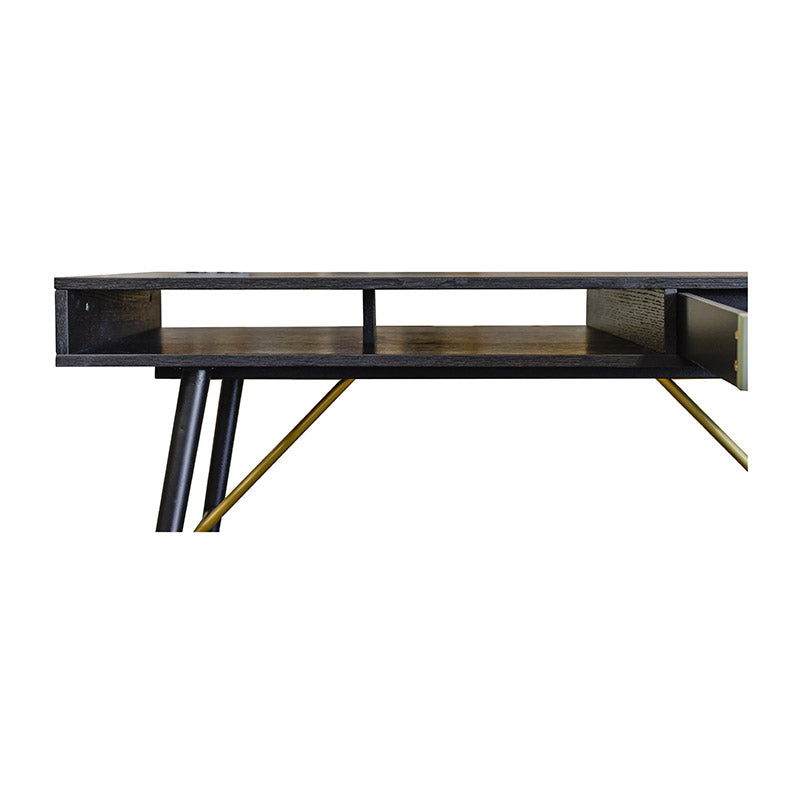 OMARI 46-Inch Study Desk for Home Office - Black & Green Modern Writing Desk with Storage Shelf, Perfect for Small Spaces, Dorm Rooms & Workstations