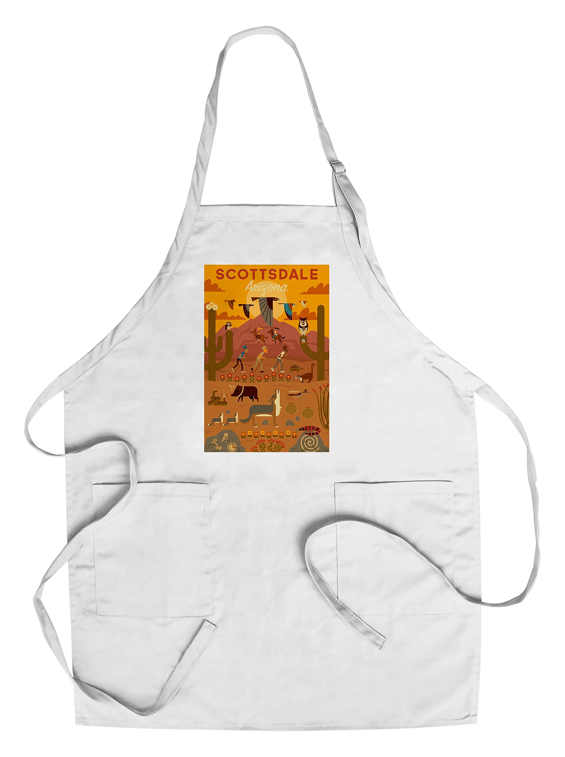Scottsdale Arizona Geometric Cotton Canvas Apron - Unisex Kitchen Cooking Baking Grilling Apron with Pockets - Perfect for BBQ, Baking & Home Cooking