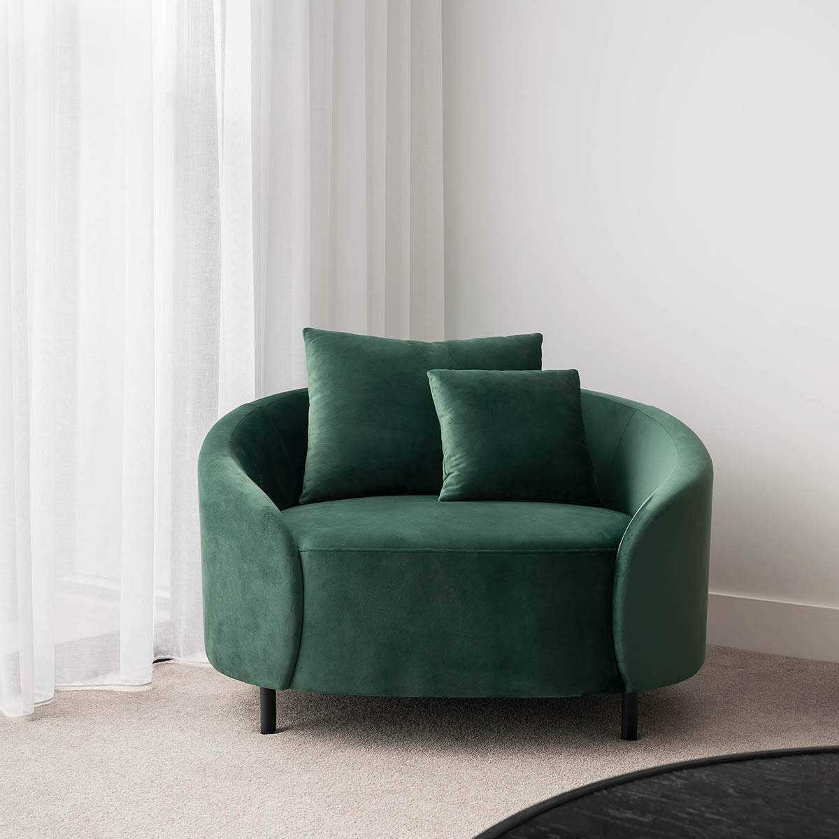 M Co Living Freya Armchair - Modern Accent Chair for Living Room, Bedroom & Office - Comfortable Upholstered Lounge Chair with Wooden Legs - Perfect for Reading, Relaxing & Home Decor