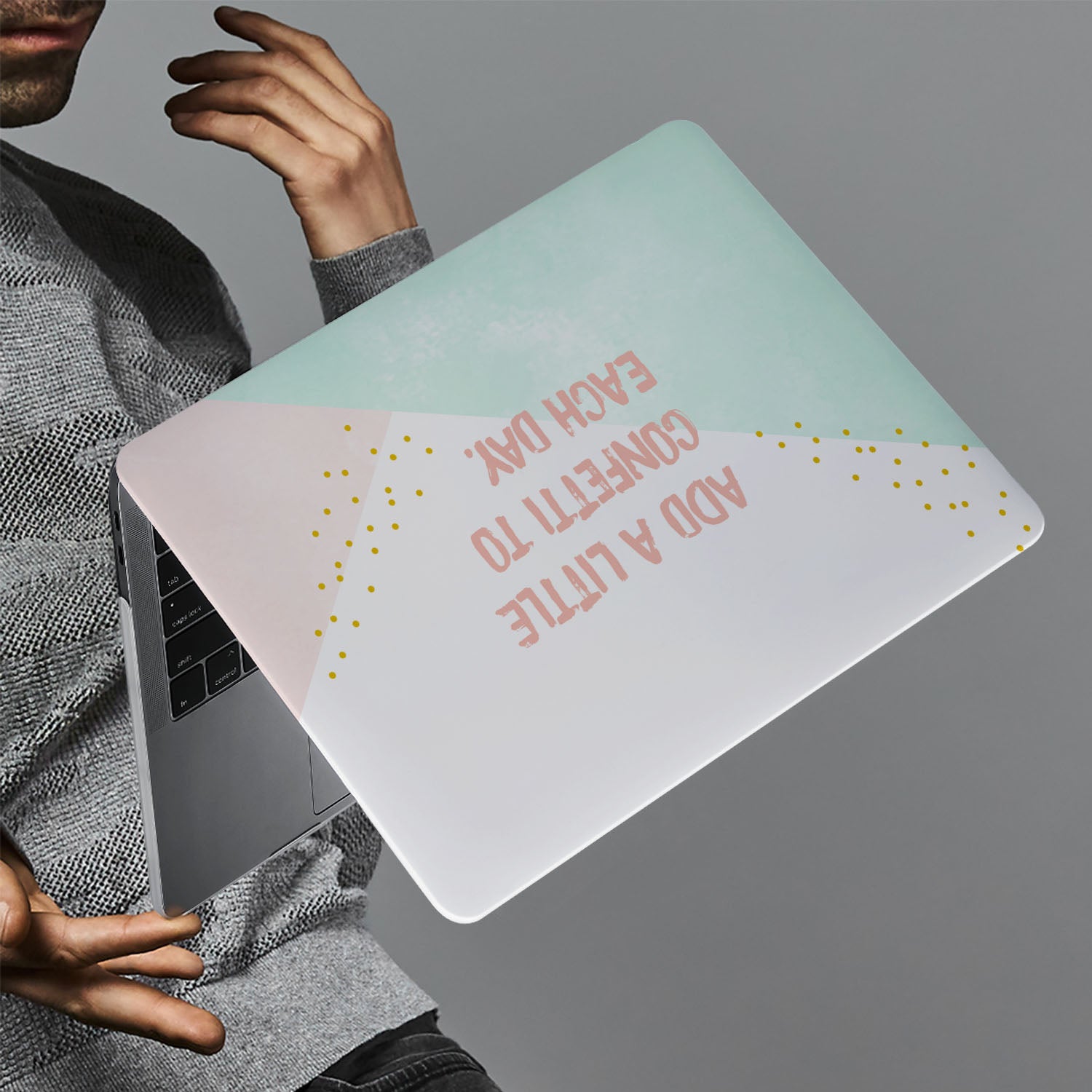 Stylish MacBook Case with Inspirational Quote - Add a Little Confetti to Each Day - Perfect for Work, School & Travel