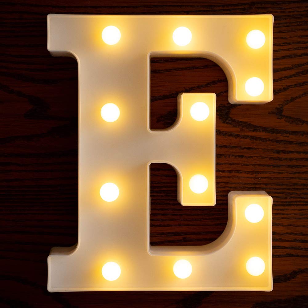 LED Letter Lights - Customizable Battery Powered Light Up Letters for Wedding, Birthday, Party & Home Decor - Perfect for Night Lights, Christmas Decor, Bar Signs & Wall Art (E)