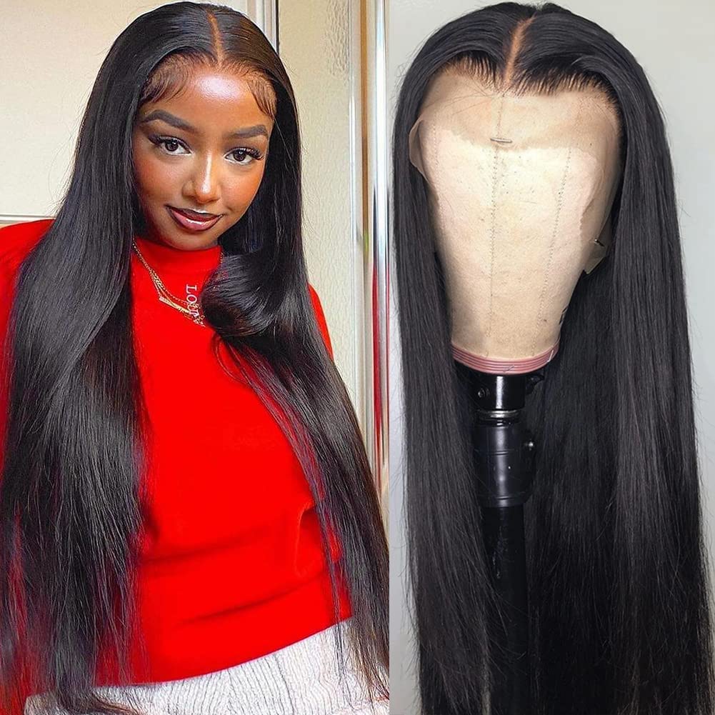 Iris Queen 12A Straight 13x4 HD Lace Front Wig | 180% Density Pre-Plucked Brazilian Virgin Human Hair | Transparent Lace Frontal Wig for Black Women (16 Inch) | Perfect for Daily Wear, Parties & Special Occasions