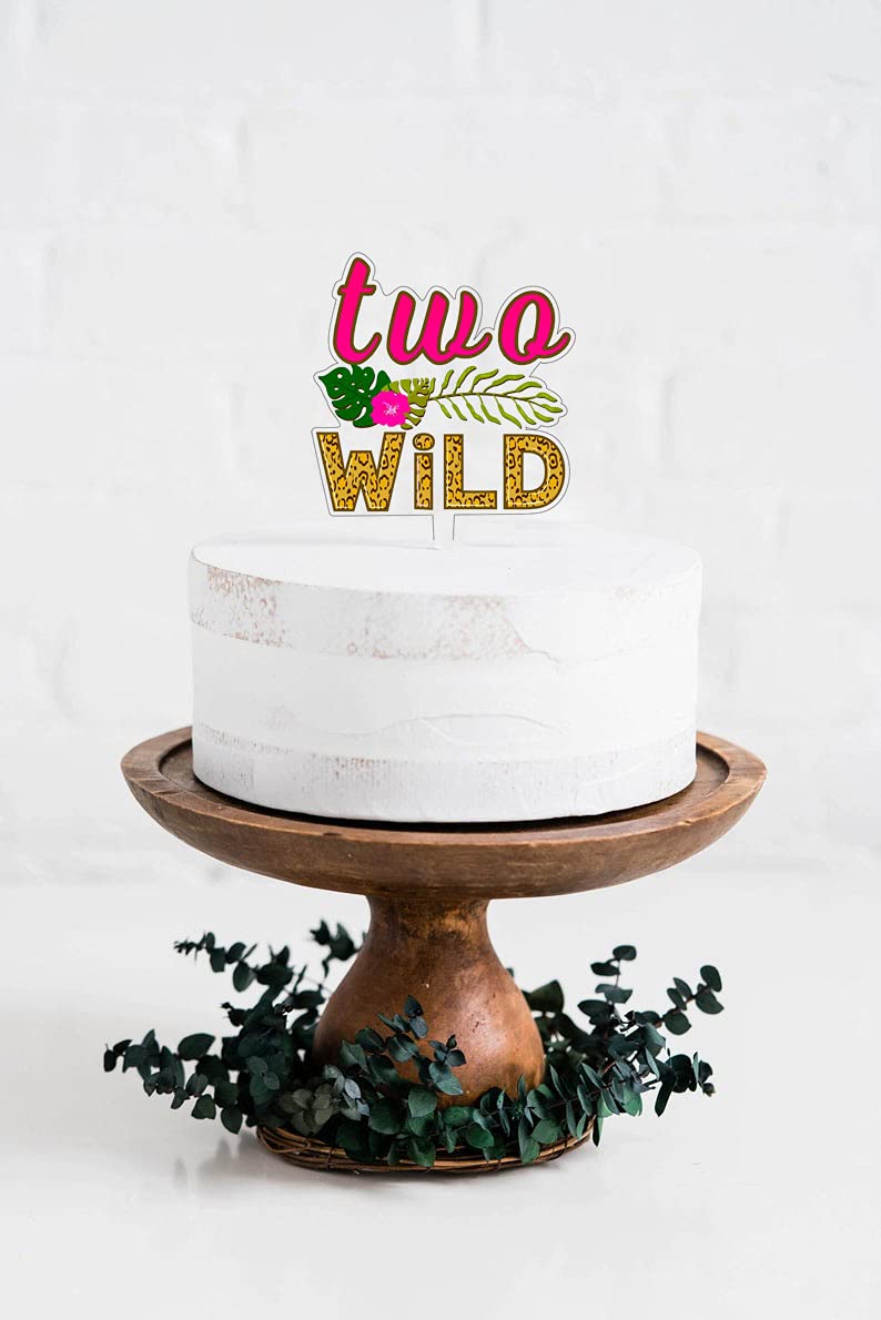 Wild Two Cake Topper for 2nd Birthday - Boy & Girl Second Birthday Party Decorations - Perfect for Jungle, Safari, or Animal Theme Cakes
