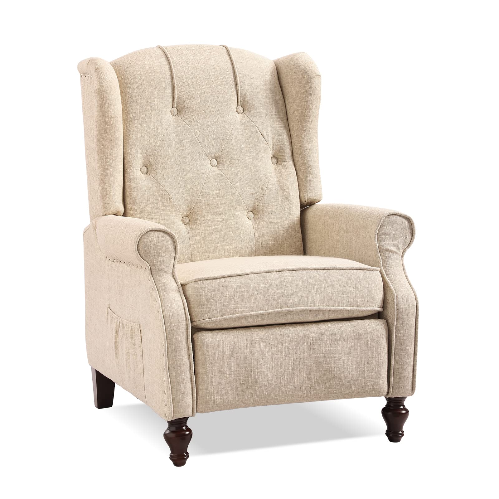 Luxury MAGIC UNION Wingback Recliner Chair - Massage & Reclining Living Room Accent Chair, Mid-Century Vintage Tufted Design, White Home Theater Seating - Perfect for Relaxation, Movie Nights & Modern Living Room Decor
